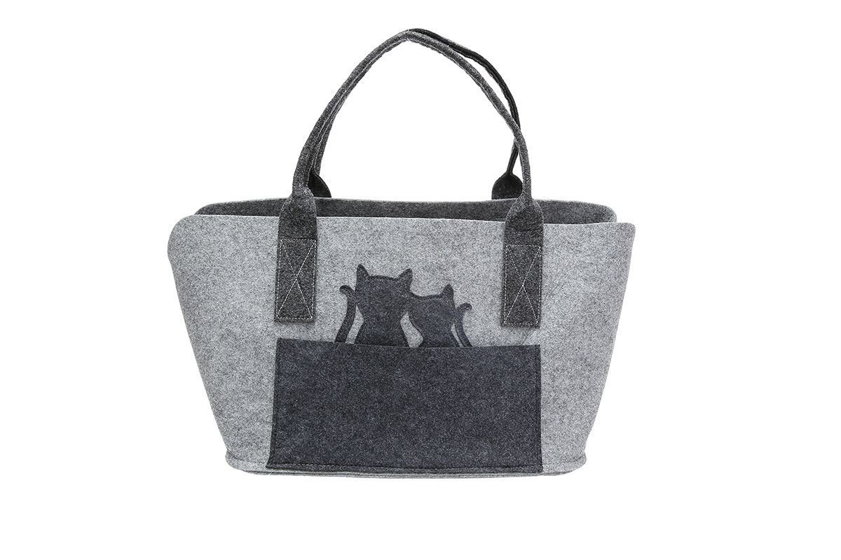 GILDE Einkaufsshopper Filztasche Katzenliebe Shopper grau Katzenmotiv 40 cm