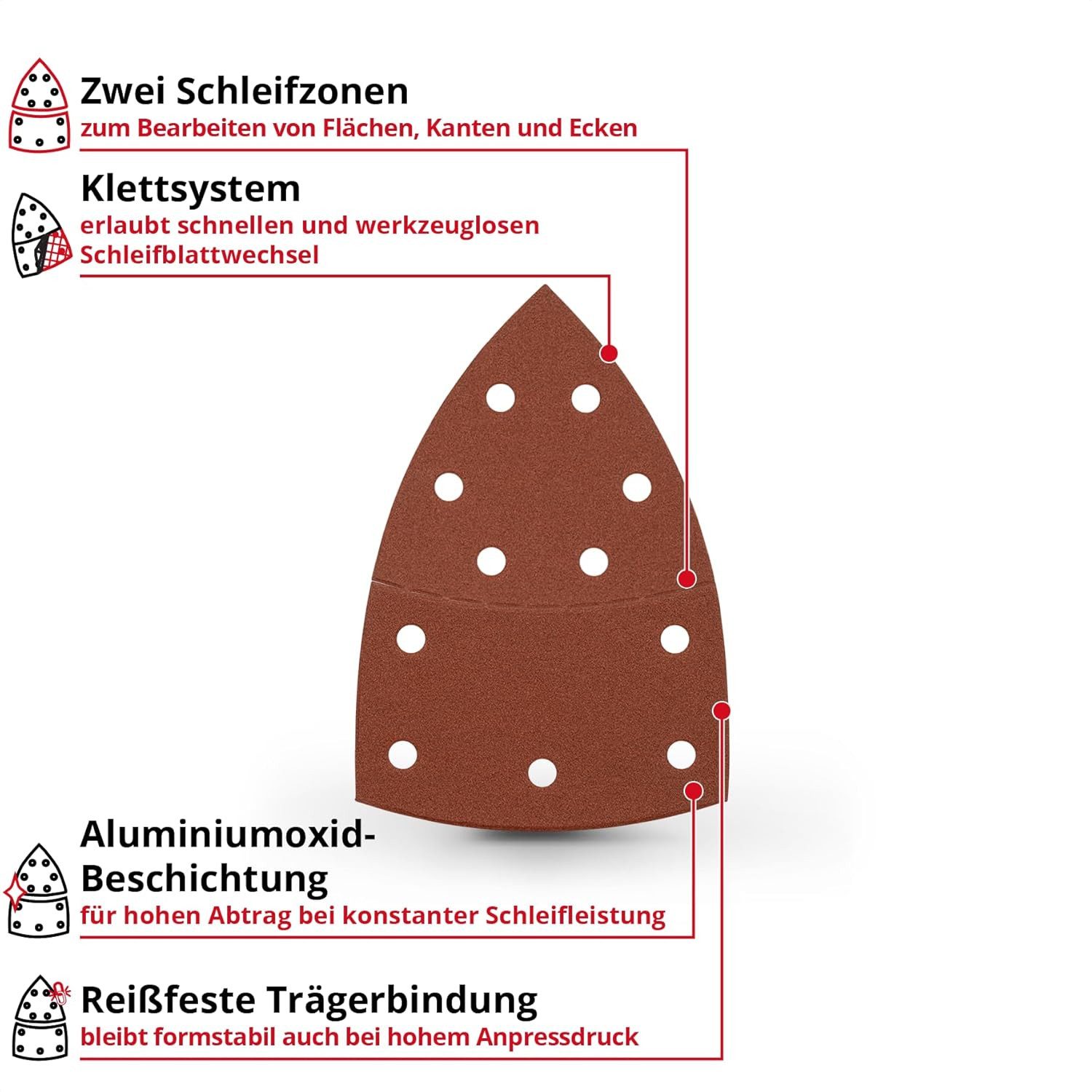 Einhell Schleifpapier, (50 St), Schleifpapier für Multischleifer, K120, 50-tlg. (gezackte Form, Alumin
