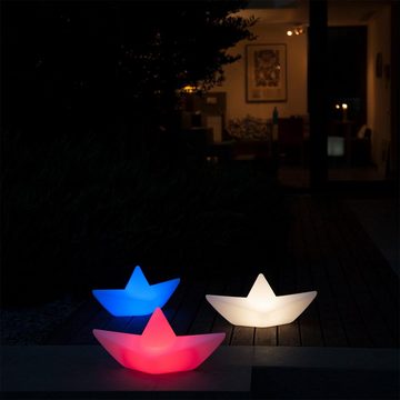 Licht-Trend Gartenleuchte Schwimmfähige Akku-LED-Dekolampe The Boat Weiß
