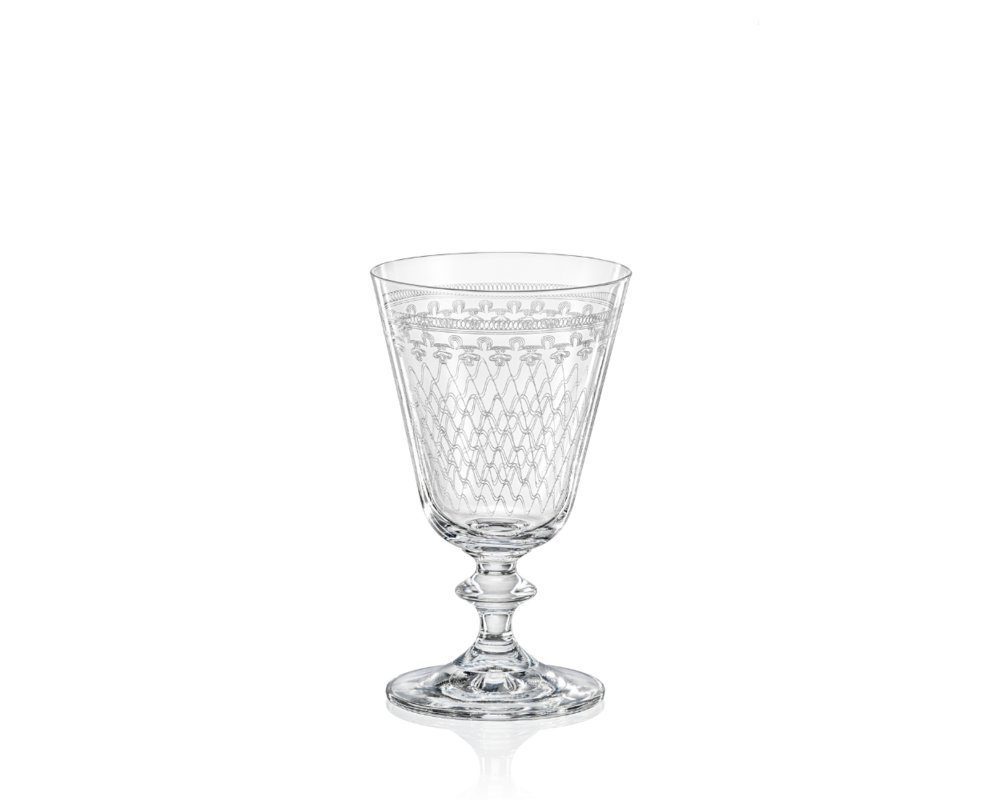 Crystalex Weinglas Weingläser Bella MADAME KAROLINKA Kristallglas 260 ml 6er Set, Kristallglas, eingravierten Guilloche-Dekor, Kristallglas, Bohemia