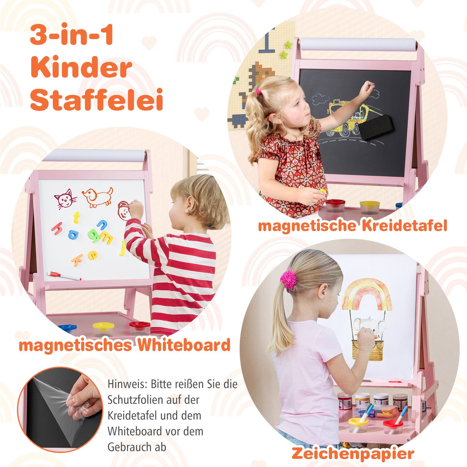 COSTWAY Standtafel, 3 in 1 Kinder günstig online kaufen
