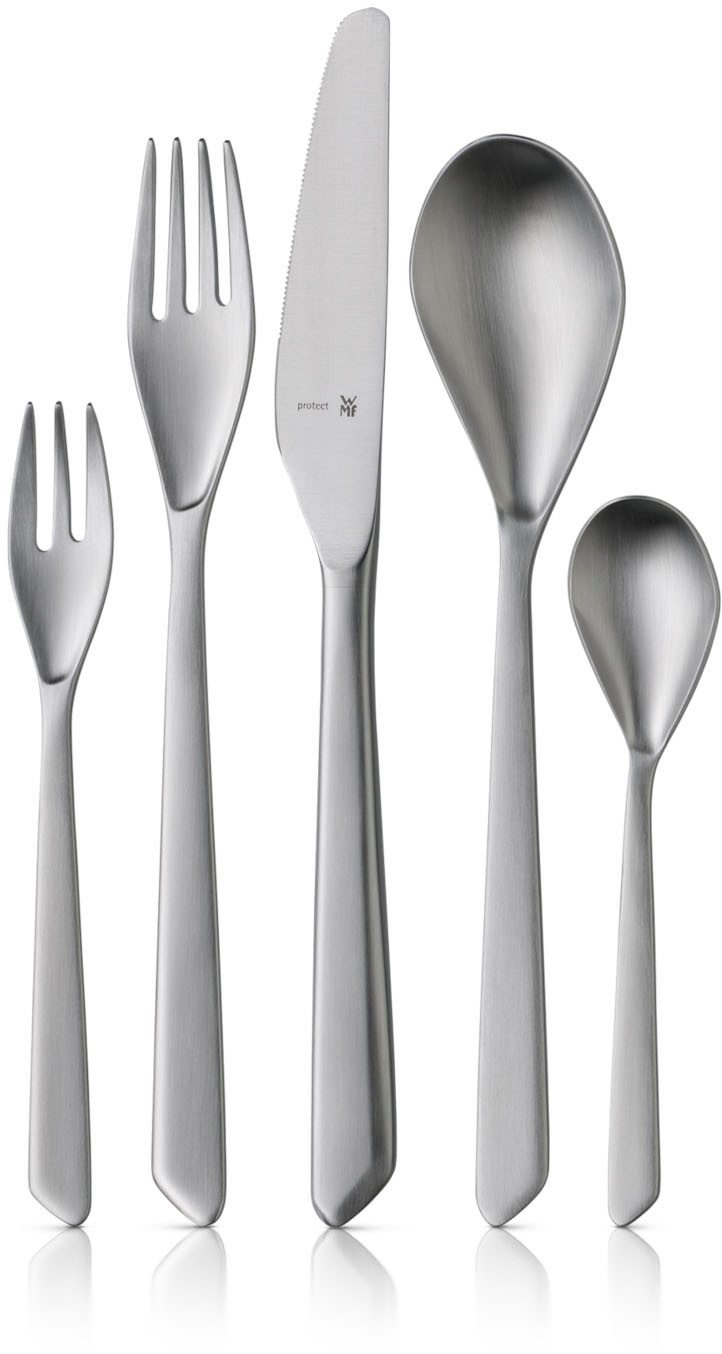 WMF Besteck-Set Neo in natürlicher Optik, ergonomische Haptik, Wellenschliff-Messer (66-tlg), 12 Personen, Cromargan® Edelstahl Rostfrei 18/10, spülmaschinengeeignet, optimale Schärfe, hochwertiger Besteckkasten