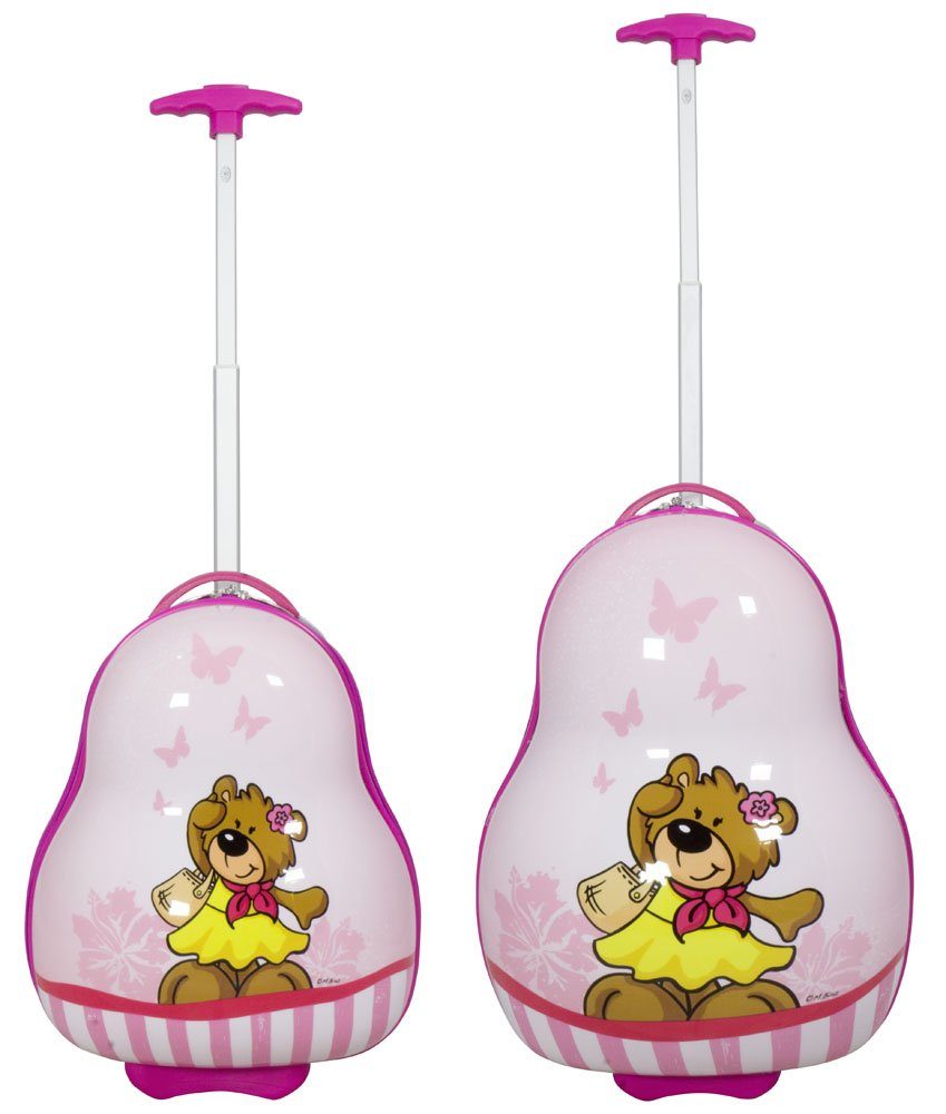 Polycarbonat, Kinderkoffer Kofferset Leuchtrollen, für 2-teilig bunt 2 LED Teddybär, Trendyshop365 rosa Rollen, Mädchen,