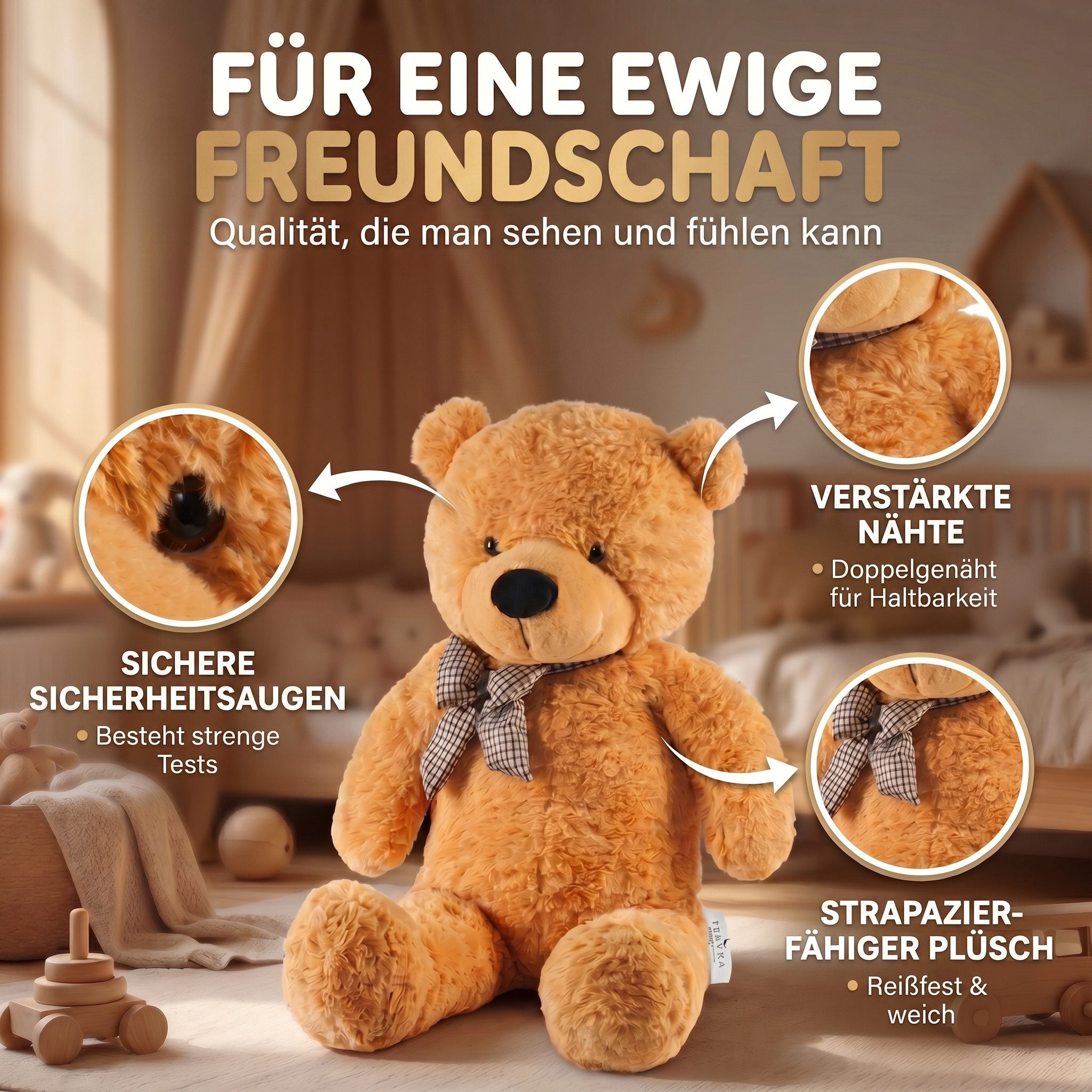 Feluna Kuscheltier FELUNA XXL Riesen Kuschelbär Plüsch 120 cm – Weicher Plüsch Bär Kinder (Kuscheltier)
