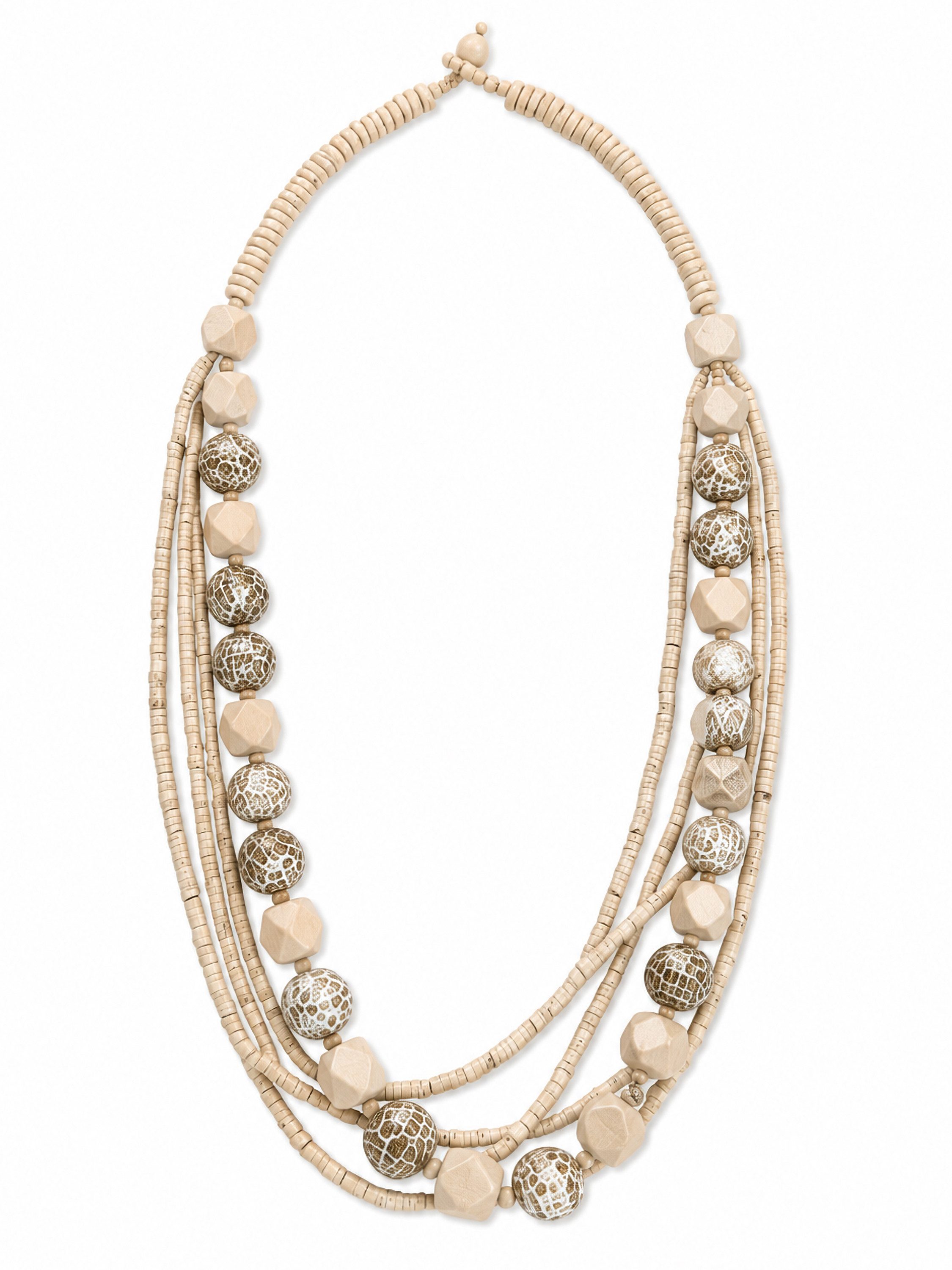COLLEZIONE ALESSANDRO Lange Kette Savanna, Echt Holz Kette im Boho Stil