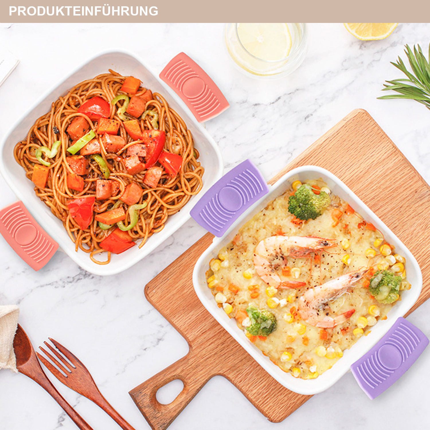 Refttenw Topflappen Hitzebeständige Rutschfeste Küchenbratpfanne Silikon Topflappen, (2-tlg)