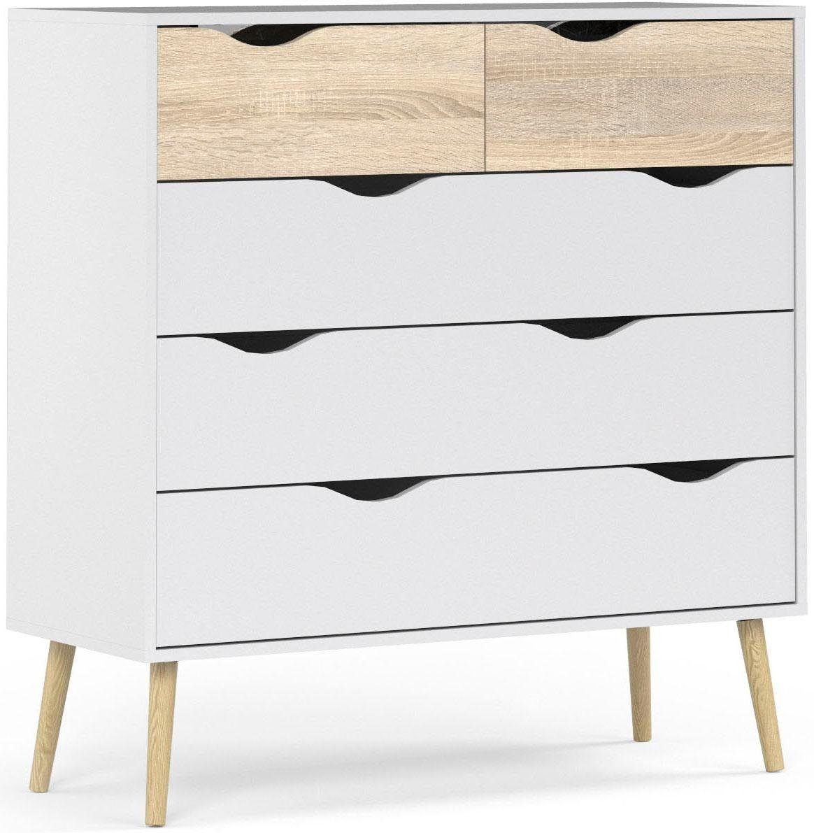 andas Kommode Oslo, Aufbewahrung, Schubladenschrank, Stauraum, Sideboard mit 5 Schubladen, Breite 99 cm, Höhe 101 cm. Reduzierter Preis € 249,99. Unverbindliche Preisempfehlung € 574,00
