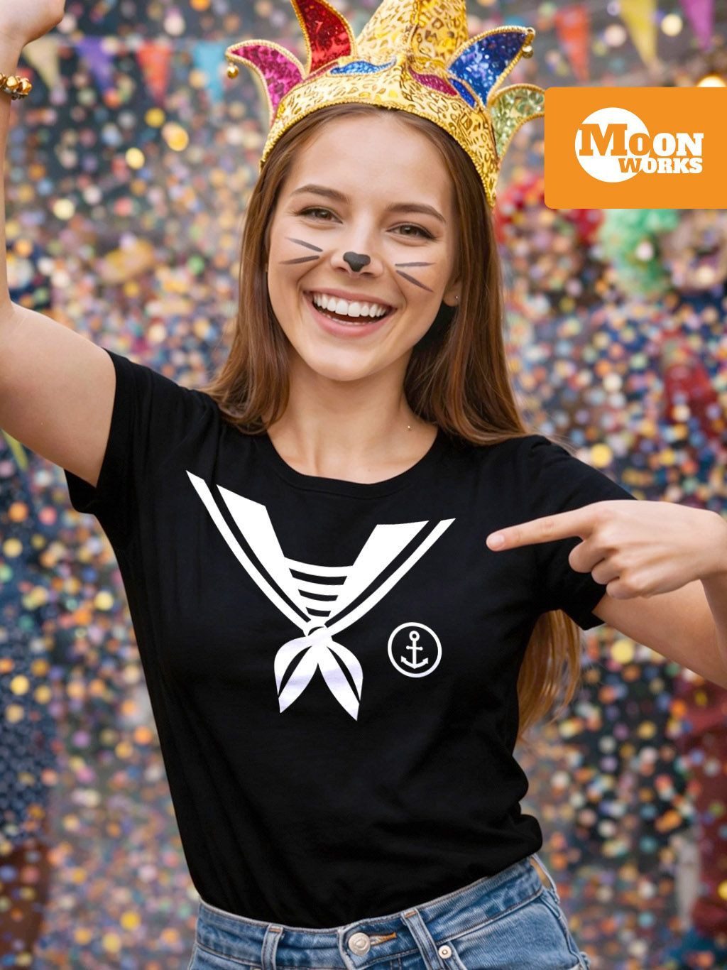 MoonWorks Print-Shirt Damen T-Shirt Matrose Matrosin Sailor Fasching Fastnacht Kostüm mit Print