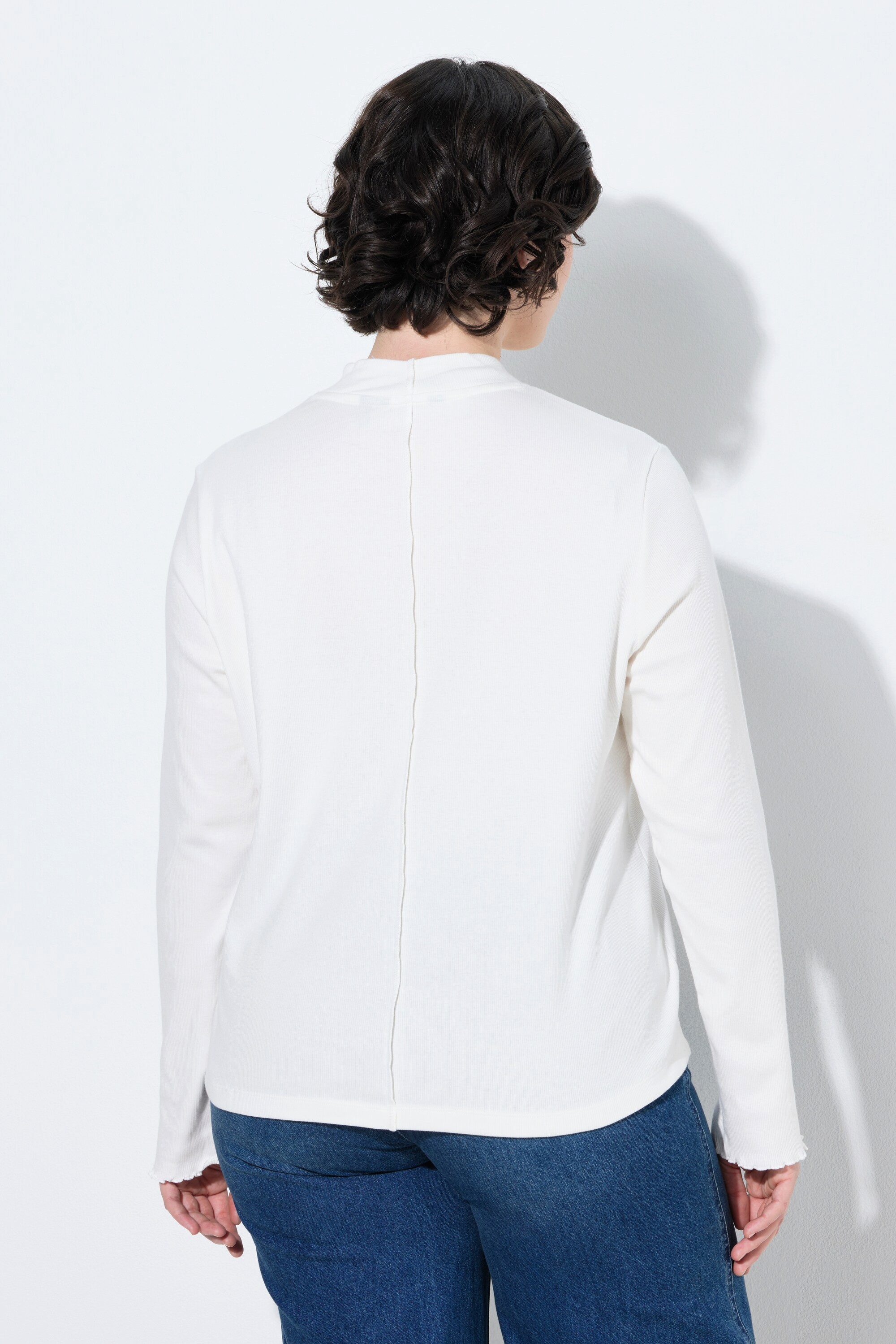 Ulla Popken Longsleeve Shirt Rippjersey Stehkragen Langarm – Bild 3 von 4