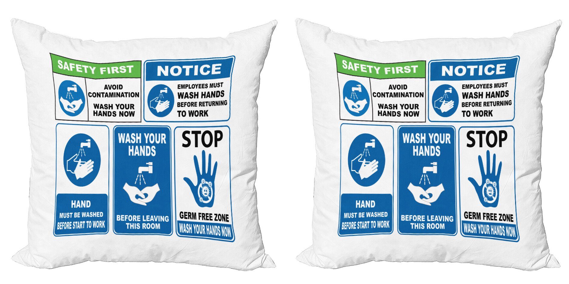 Kissenbezüge Modern Accent Doppelseitiger Digitaldruck, Abakuhaus (2 Stück), Badezimmer-Regeln Waschen Sie Ihre Hände Zeichen