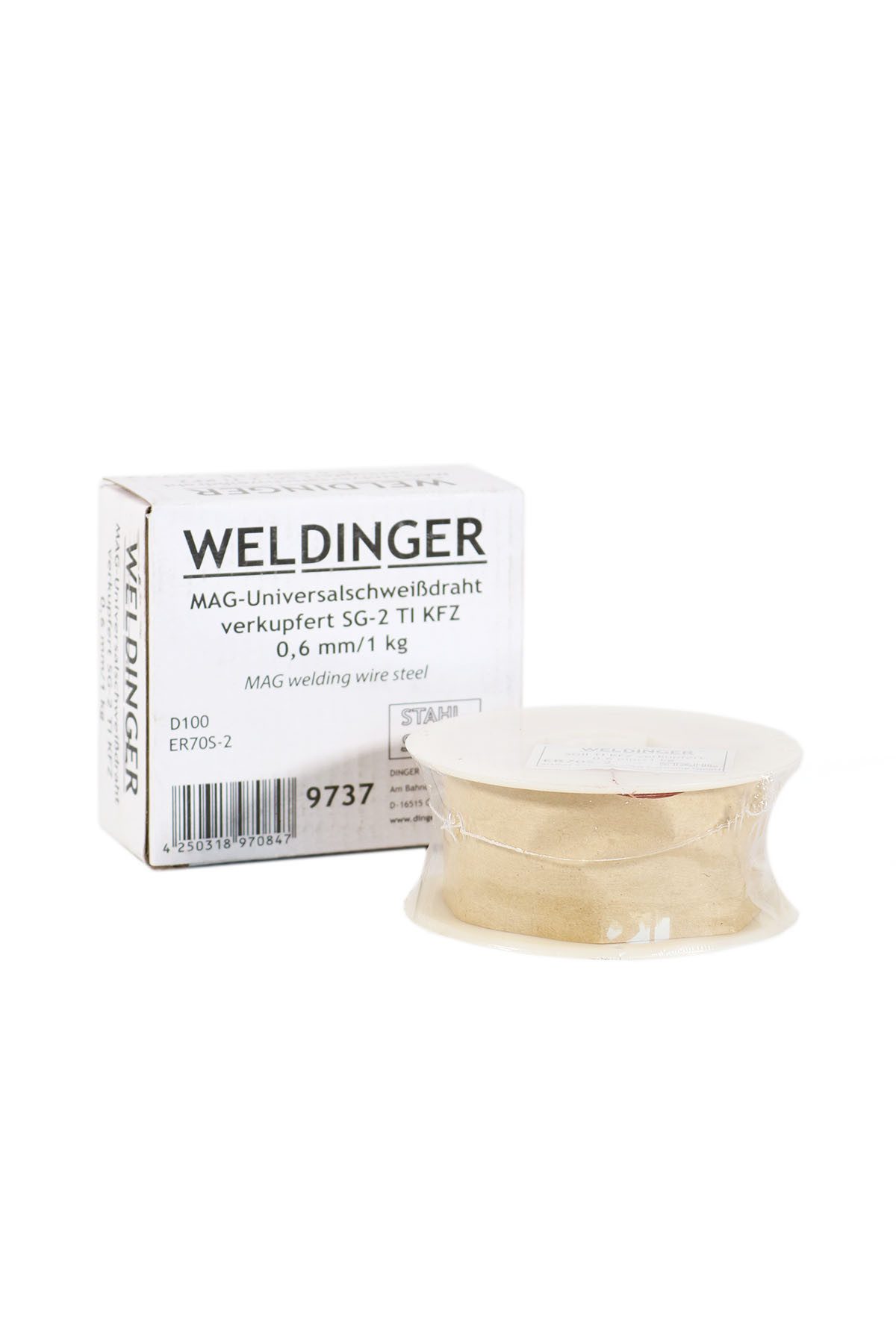 WELDINGER Schweißdraht MAG-Universalschweißdraht verkupfert SG2 TI für KFZ 0,6 mm 1 kg (D100), (1St), Überschweißen von Primerschichten, Bearbeitung verrosteter Bauteile