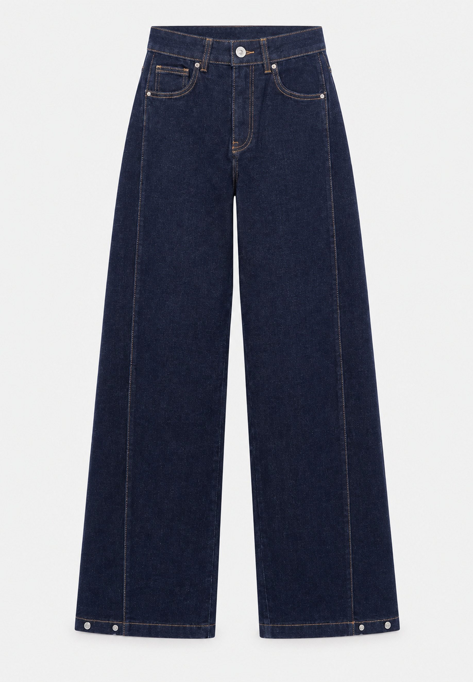 Elara High-waist-Jeans Damen Wide Leg Jeans mit Ziernähten und weitem Bein im 5-Pocket Fit