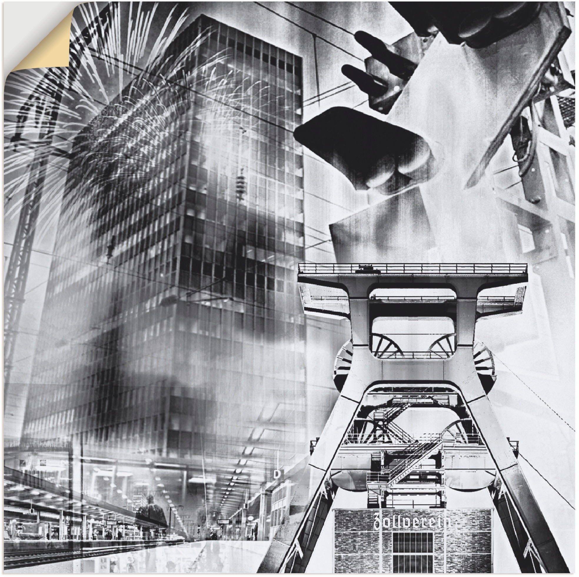Artland Wandbild Essen Skyline Abstrakte Collage, günstig online kaufen