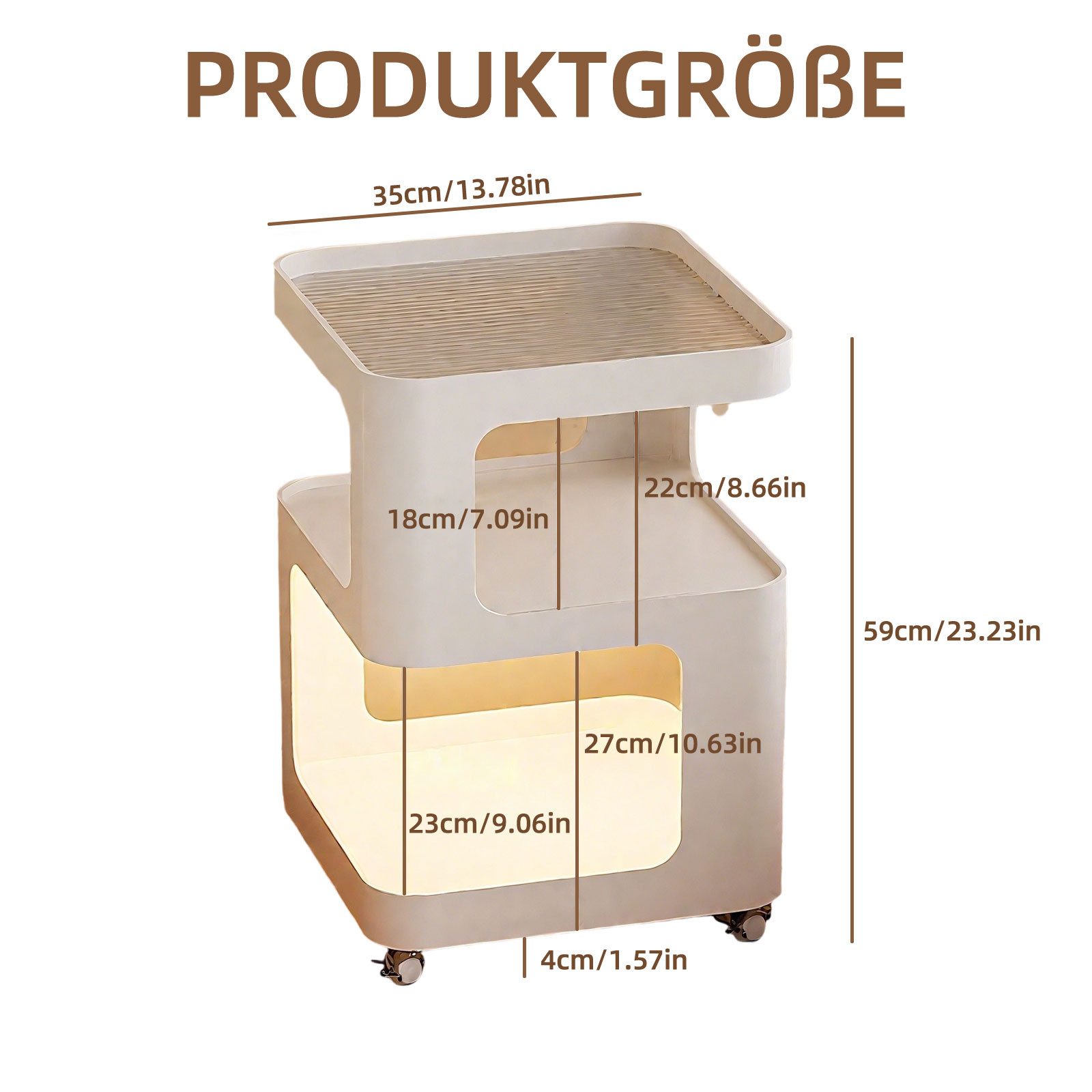 TWSOUL Couchtisch 3-stöckiger Beistelltisch Metallrahmen+Glasplatte, Sensor günstig online kaufen