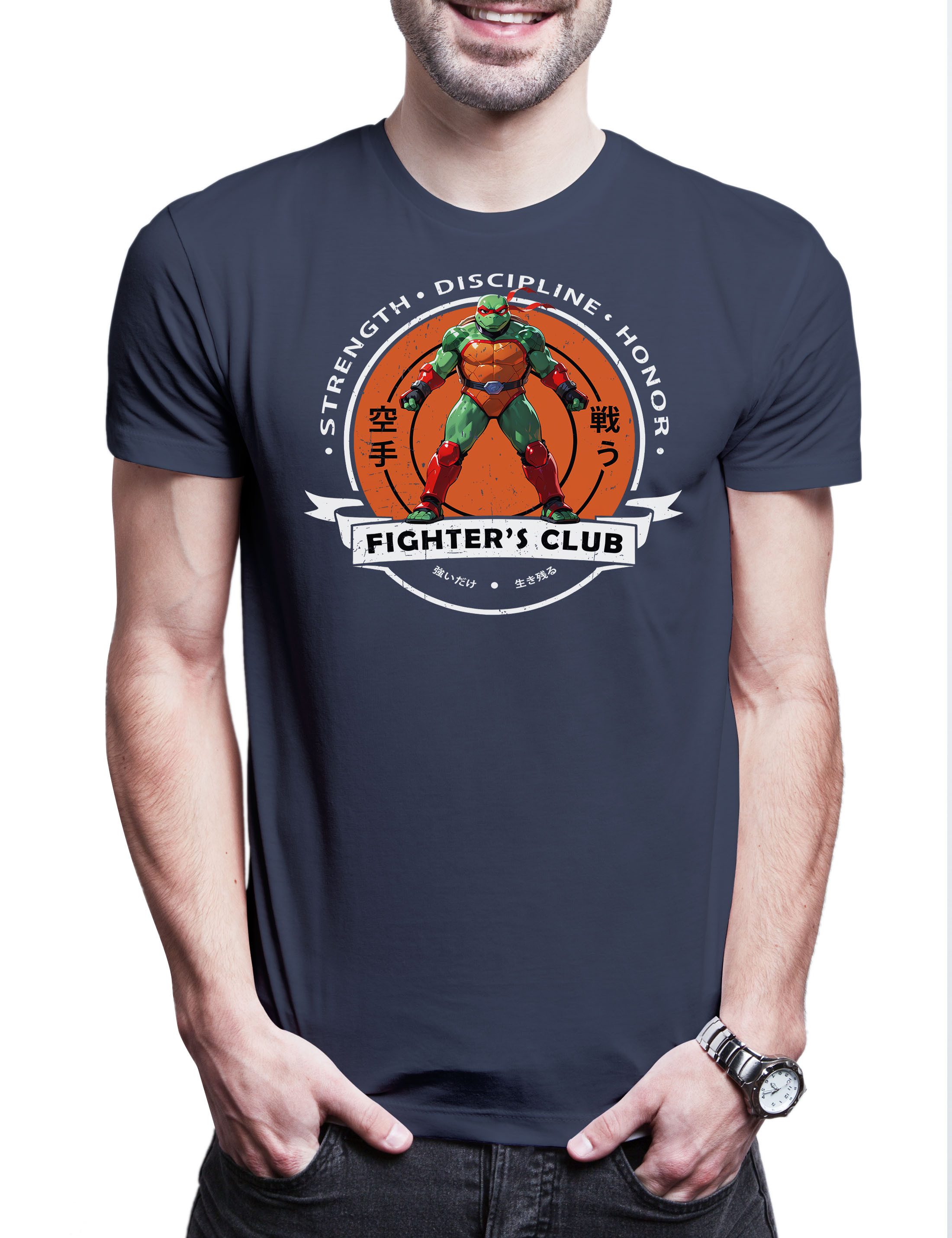 Print-Shirt Fighter's Club Raphael II Herren T-Shirt Kung Fu Hero Mutant Mask