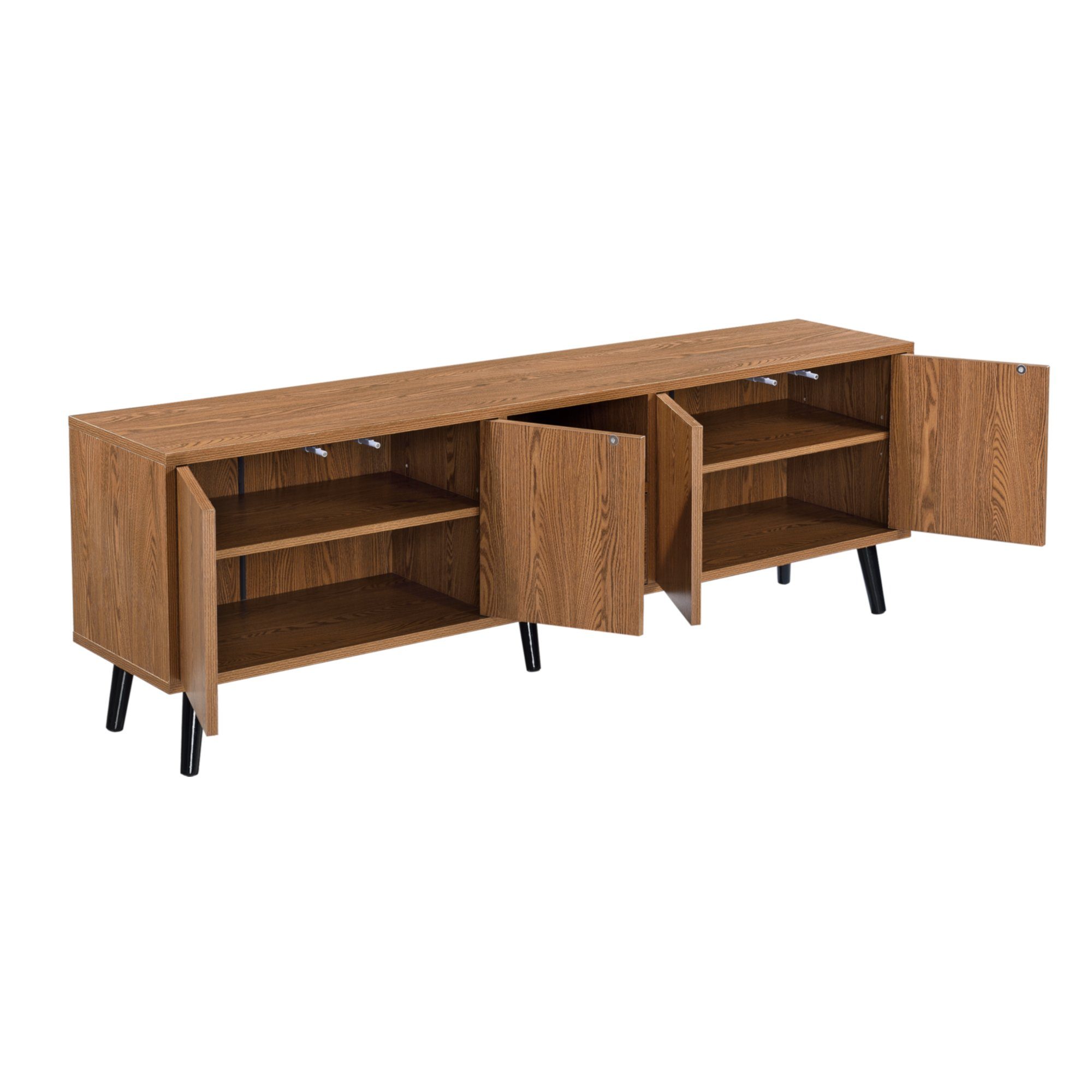 en.casa Lowboard, Hedemora TV Lowboard fünf Türen 140 x 30 x 45,5 cm Dunkler Holzton