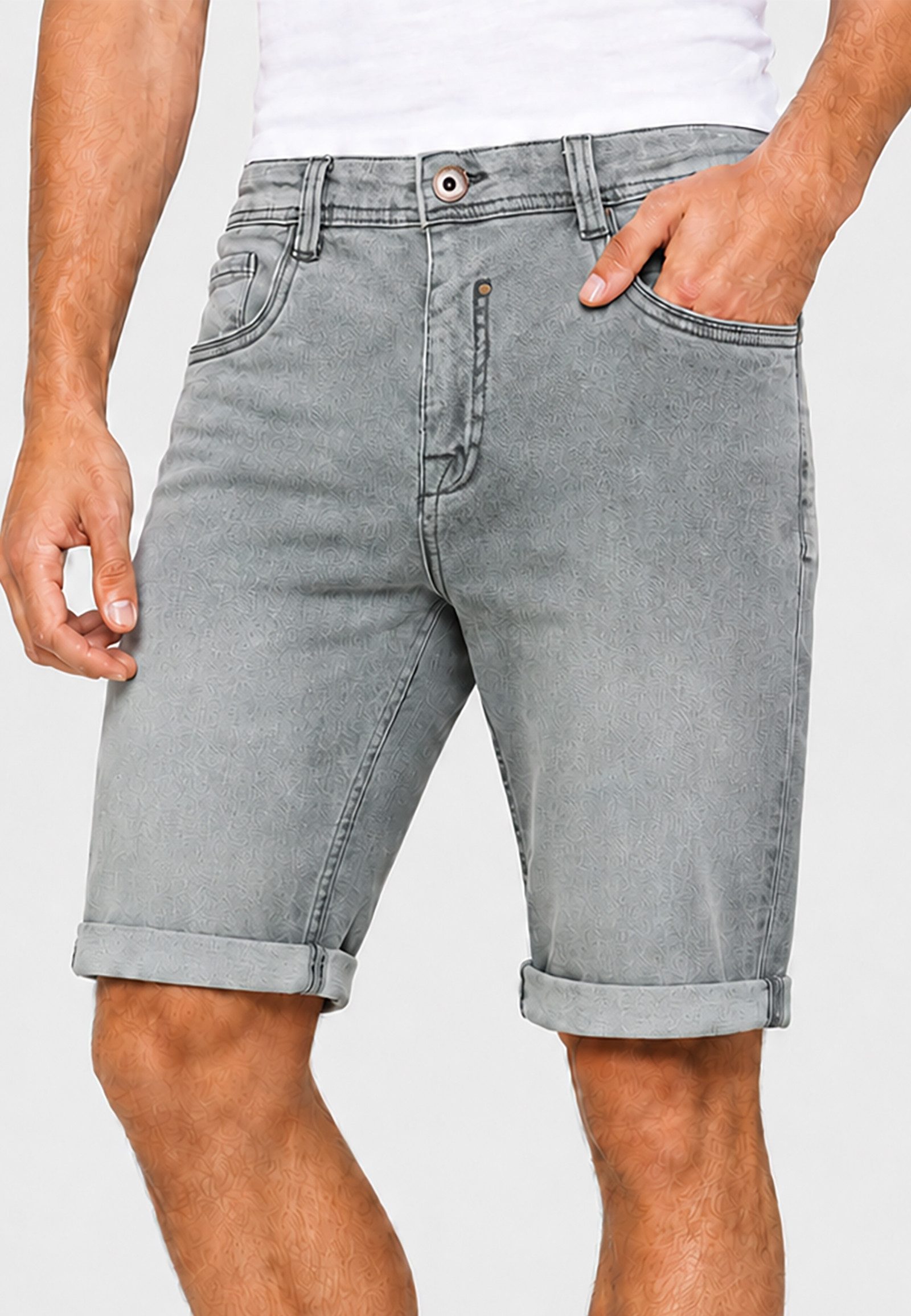 SUBLEVEL Jeansshorts Bequemer Schnitt Umschlag Klassischer für Herren (1-tlg) Baumwolle Normal Fit Einfarbig atmungsaktiv Reißverschluss
