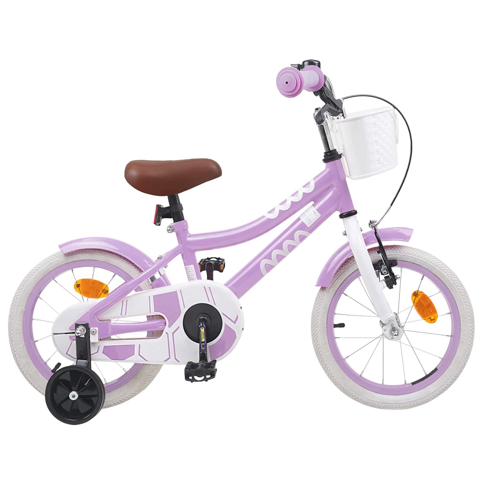 vidaXL Kinderfahrrad 90 x 49 x 67,5 cm Kinderfahrrad 12 Zoll für 2-4 Jahre alt Lila Stützrä