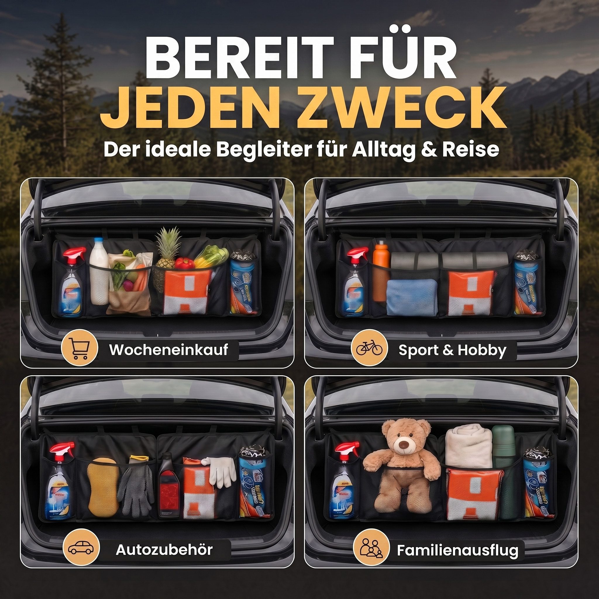 Goods+Gadgets Auto-Rückenlehnentasche Goods & Gadgets AutoKofferraum Organizer Tasche-Auto Tasche für Reisen (Autotasche, Werkzeugtasche), Universelle Kofferrau – Bild 5 von 5