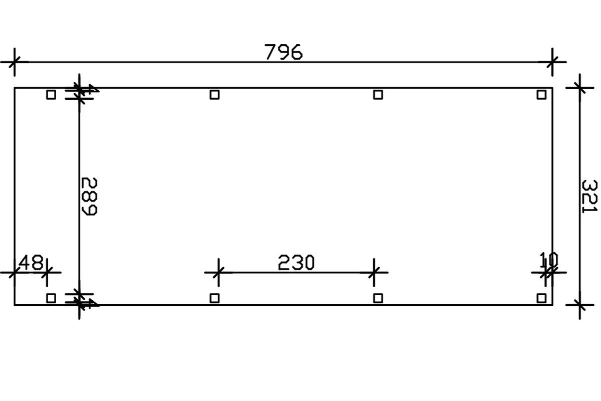 Einfahrtshöhe, 321x796 Skanholz cm 289 mit Grunewald, cm, Einzelcarport EPDM-Dach BxT: