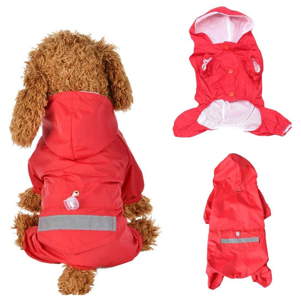 Hundemantel Hund Regenmantel mit Kapuze, Wasserdicht Winddicht Regensjacke