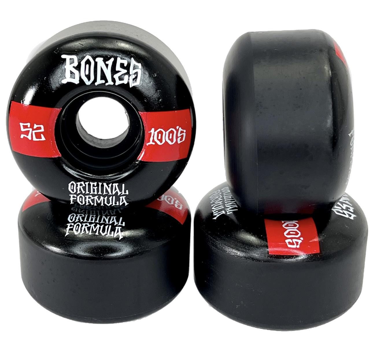 Bones Skateboard Bones 100's OG V4 WIDE Skateboard Rollen 52mm 100a (4erSet)schwarz/rot