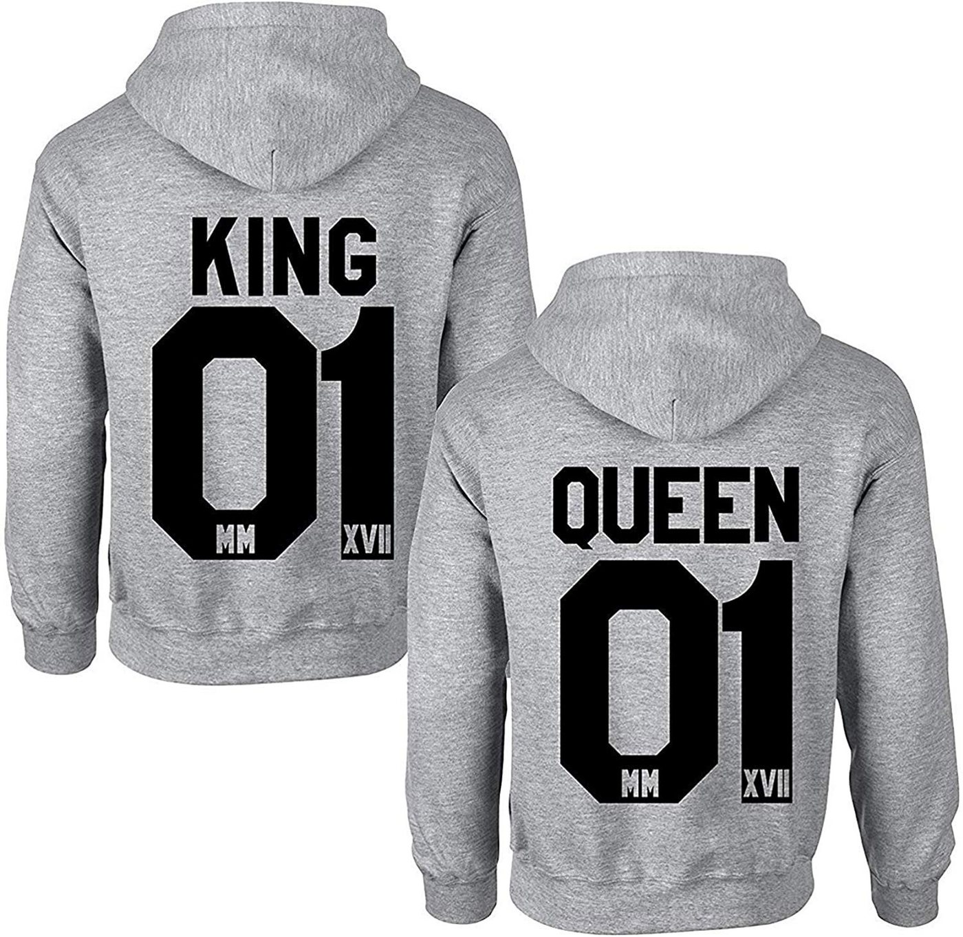 Couples Shop Kapuzenpullover KING & QUEEN Hoodie Pullover Set mit modischem Print