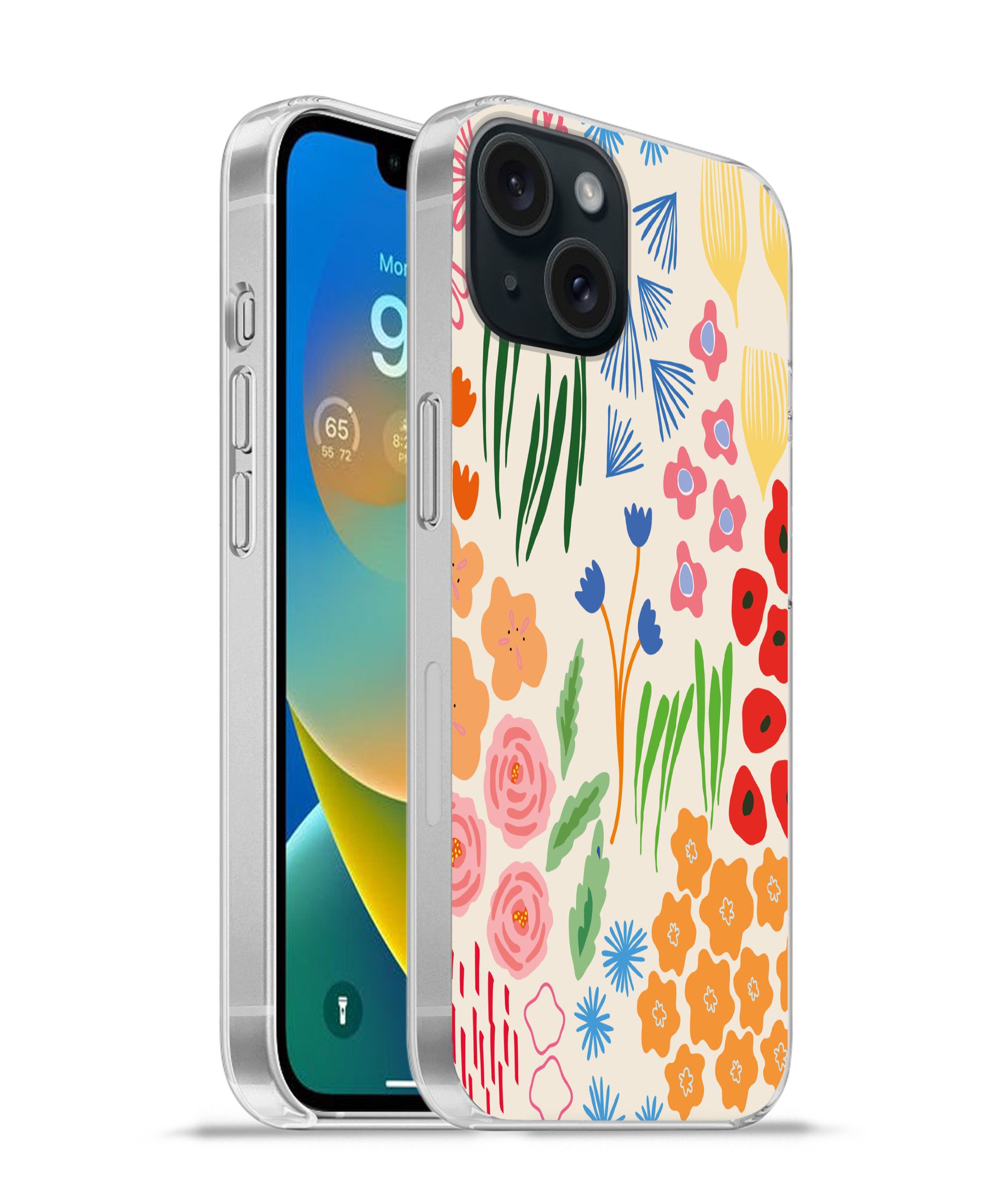 MuchoWow Handyhülle für Apple iPhone 15 Blumen - Muster - Feldblumen, Smartphone-Bumper, Print, Handy Schutzhülle Dünn