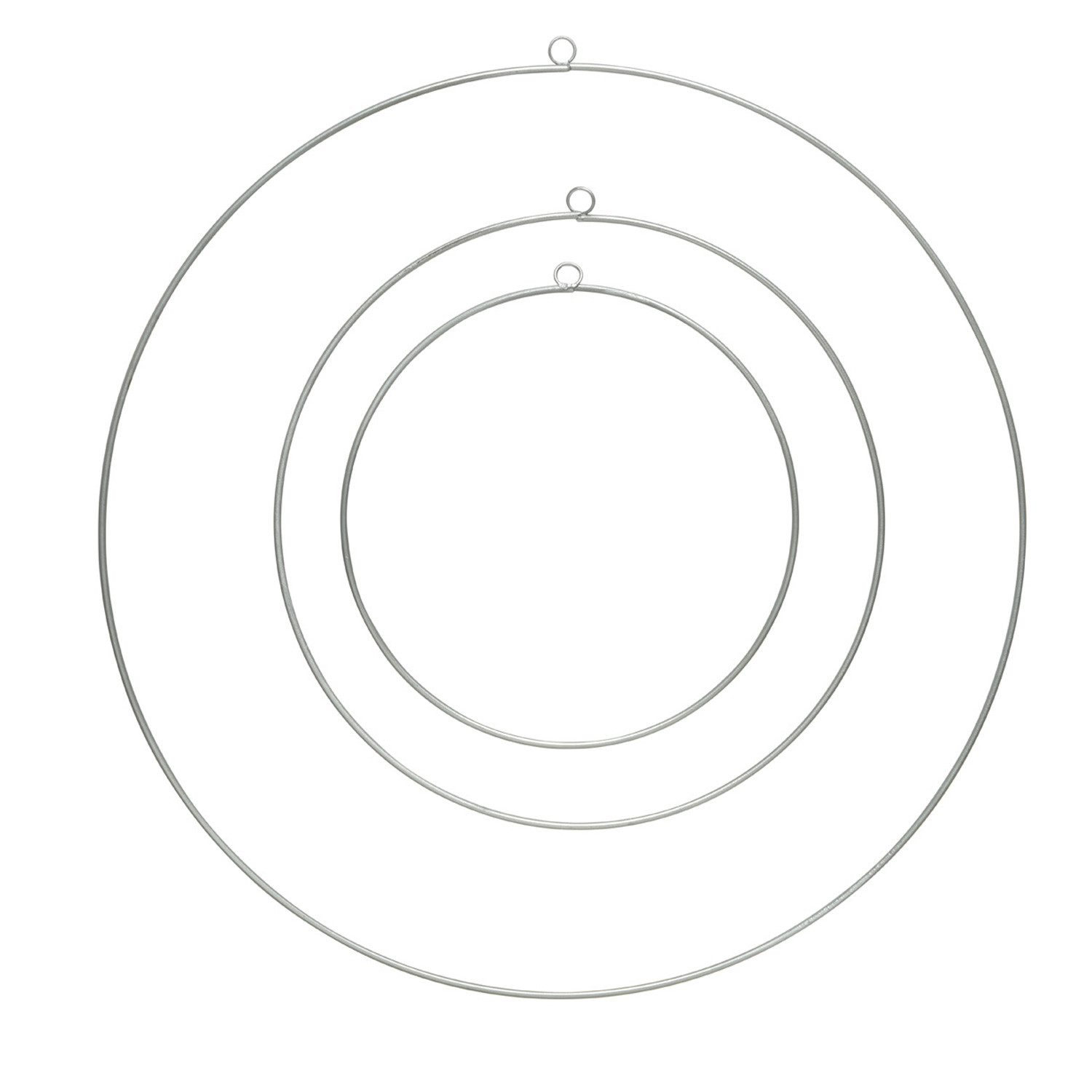 MARELIDA Dekoobjekt Dekoringe Metallringe mit Aufhängeösen DIY Basteln 50/40/30cm silber (3 St)