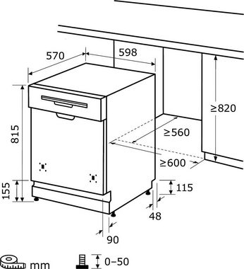 exquisit teilintegrierbarer Geschirrspüler, EGSP9614-EB-030B inox, 14 Maßgedecke