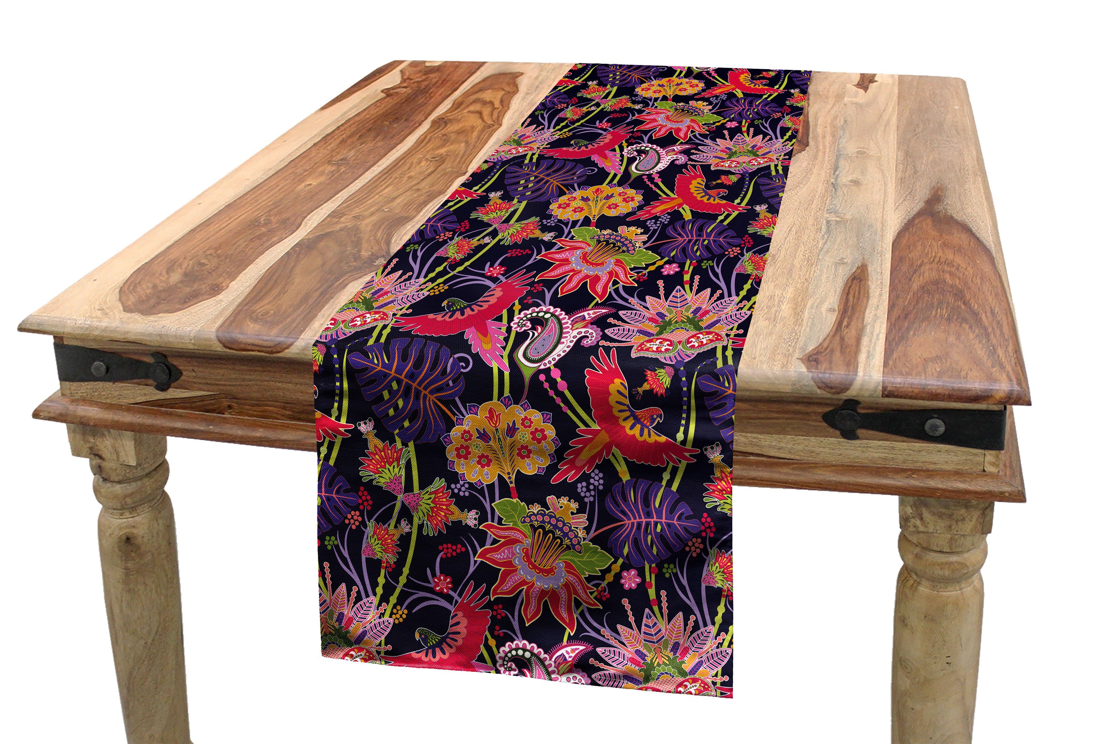Jungle Rechteckiger Küche Tischläufer Illustration Abakuhaus Dekorativer Esszimmer Tischläufer, Floral Jacobean