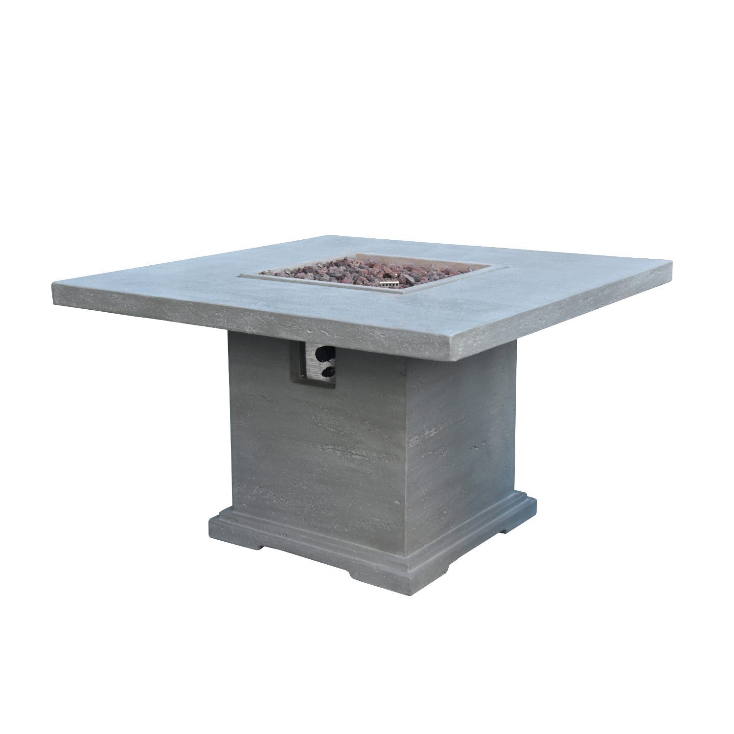 ELEMENTI Feuerstelle Gas "Birmingham" in Beton-Optik, (Set inkl. Zubehör, 8-St), 122 x 122 x 75 cm (L x B x H)