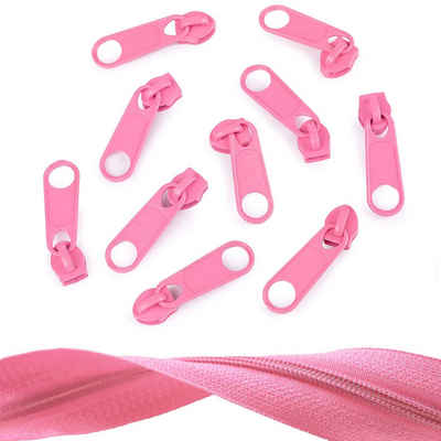maDDma Reißverschluss 10 Reißverschluss Zipper für Endlosreißverschluss, 5mm, pink