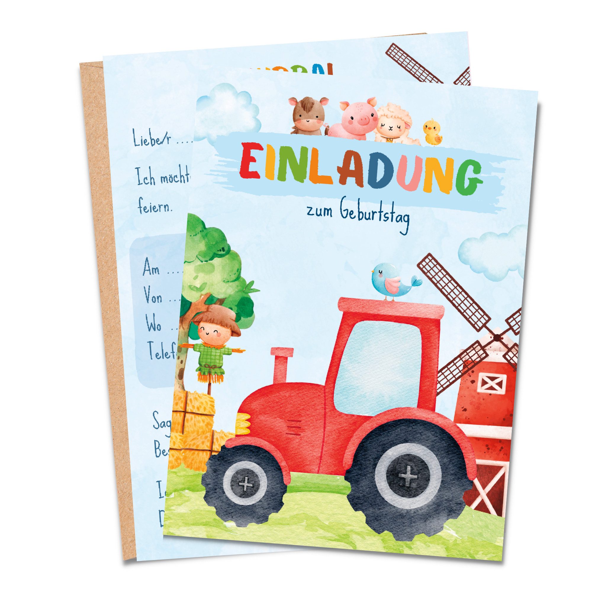 MeinBaby123® Einladungskarten Kindergeburtstag inkl. 10 Umschläge, Kindergeburtstag Jungs und Mädchen, Geburtstagseinladungen Kinder