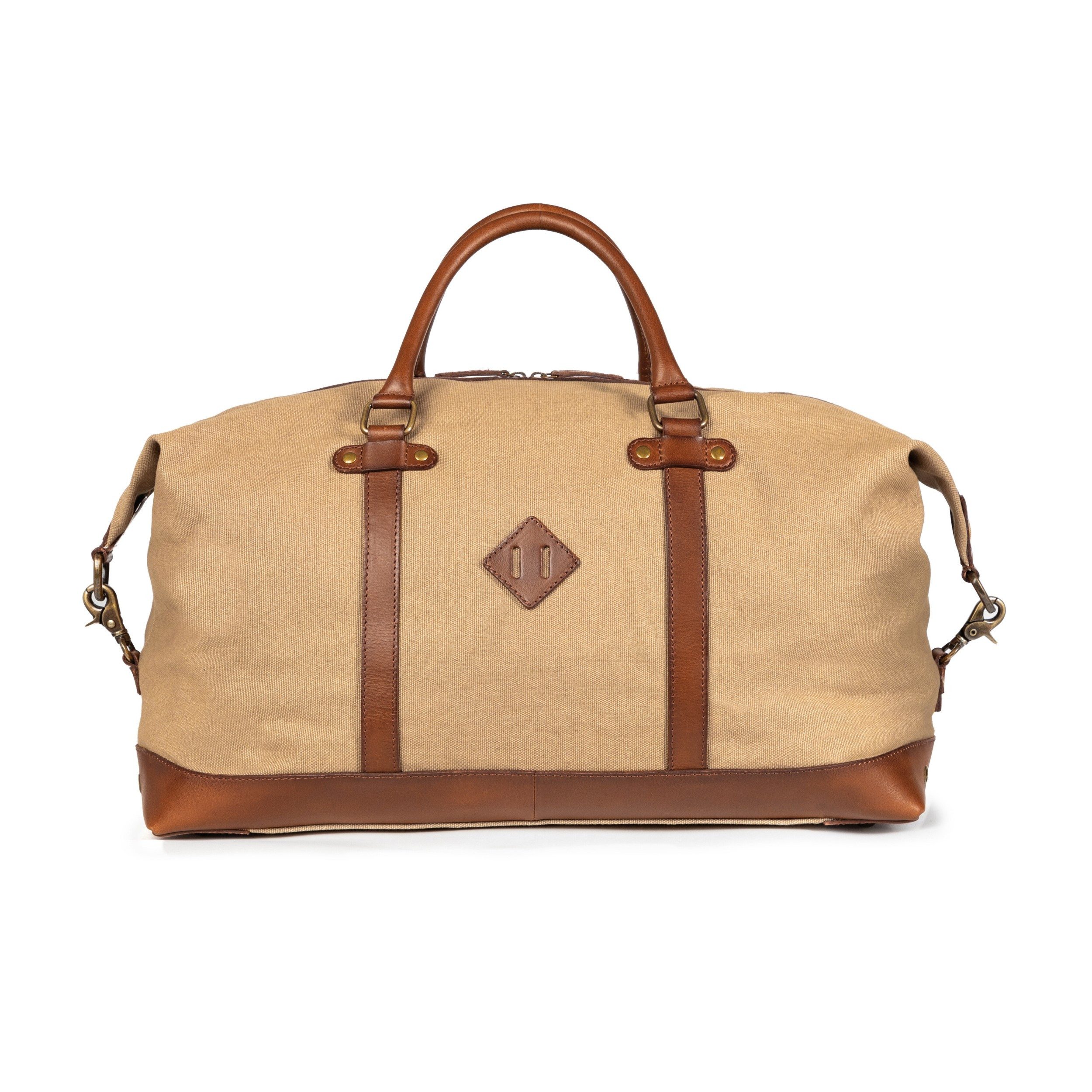DRAKENSBERG Reisetasche Weekender »Owen« Khaki-Beige, Damen, Herren, elegant, wasserabweisendes Canvas, Leder, erweiterbar