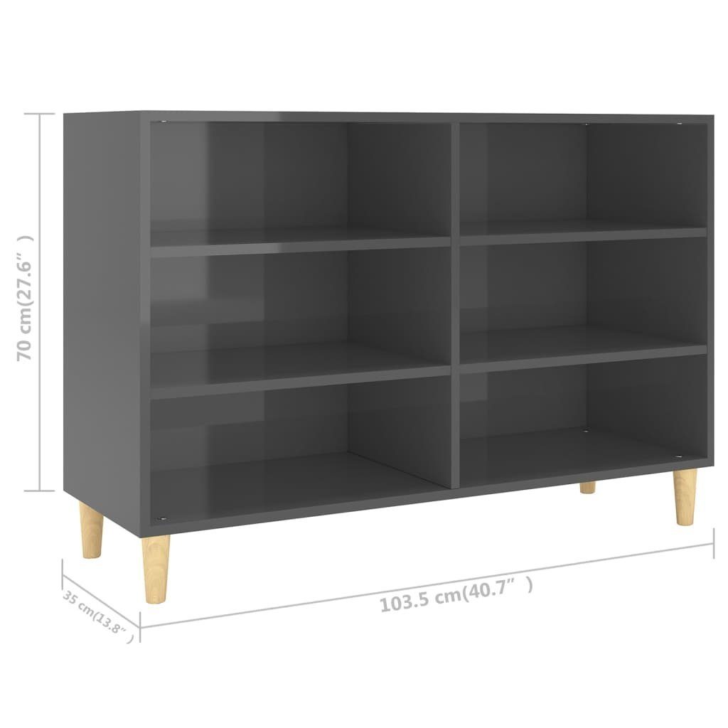 vidaXL Sideboard Sideboard Hochglanz-Grau (1 St) 103,5x35x70 cm Holzwerkstoff