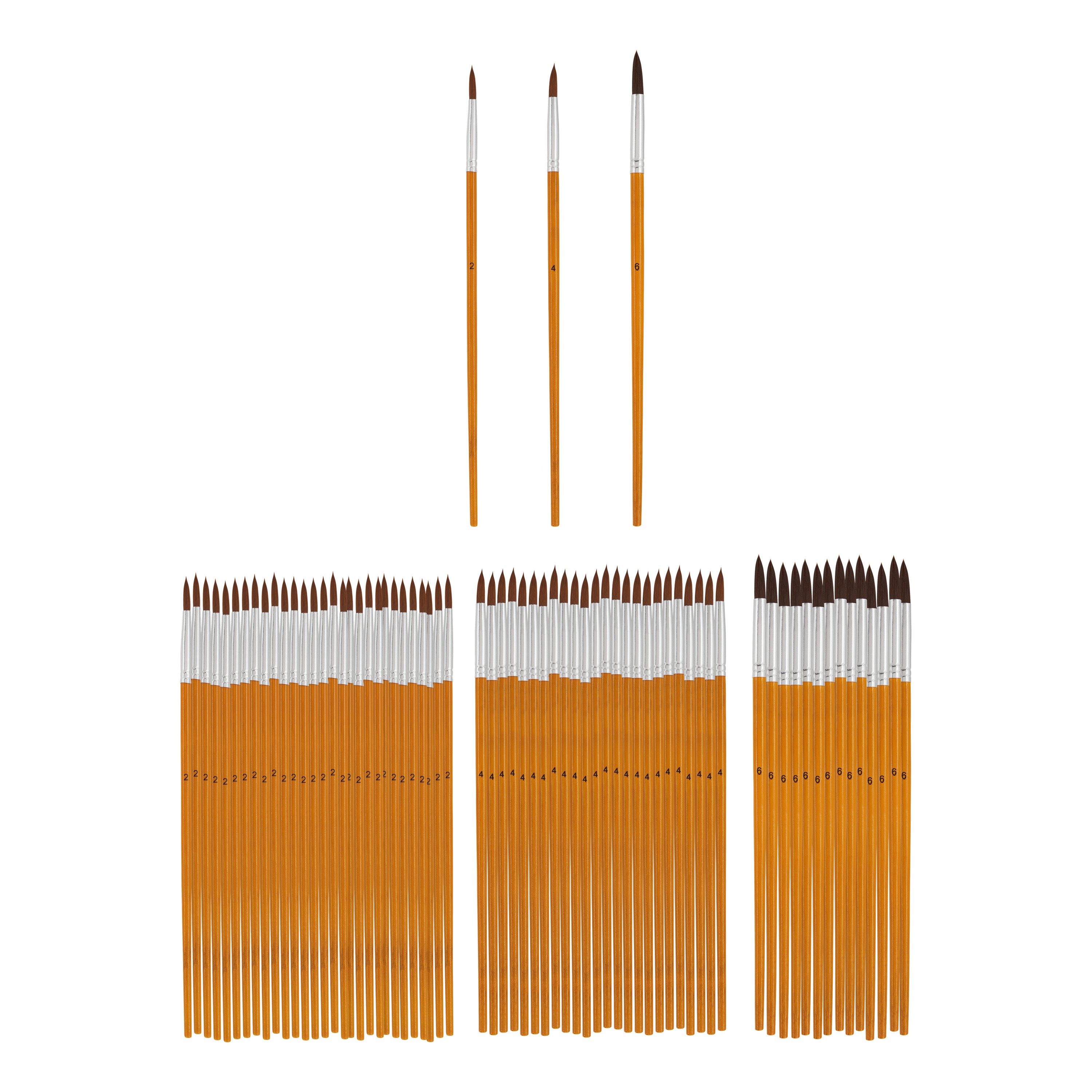VBS XXL Malpinsel Rundpinsel mit Bambusstiel, 70 Stück