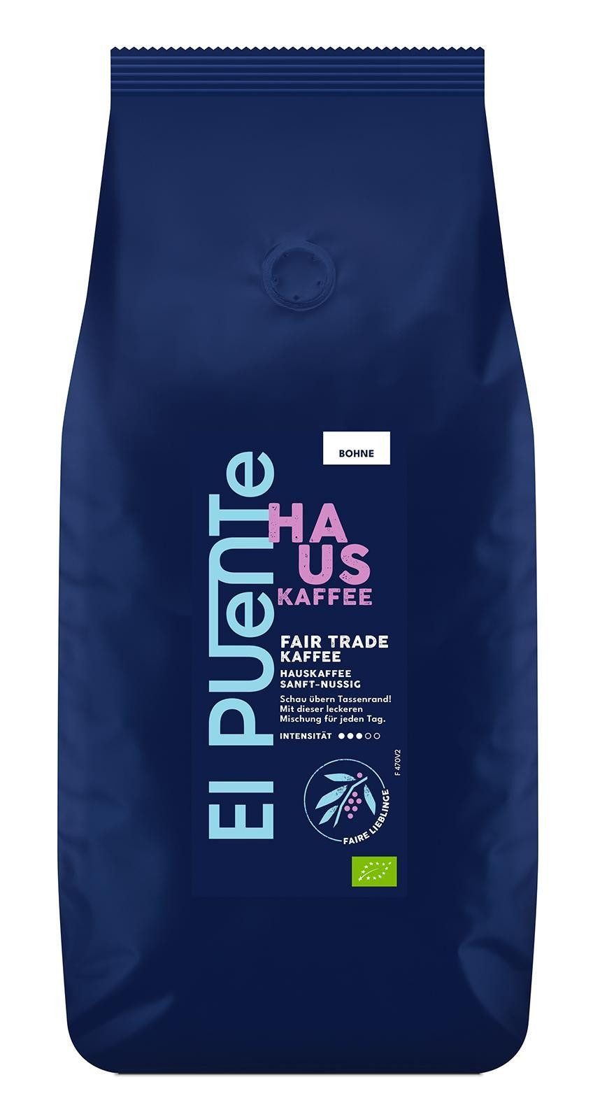 El Puente Kaffee El Puente Hauskaffee - Bio-Kaffeebohnen 1 kg, Fair Trade, Vegan, Handmade
