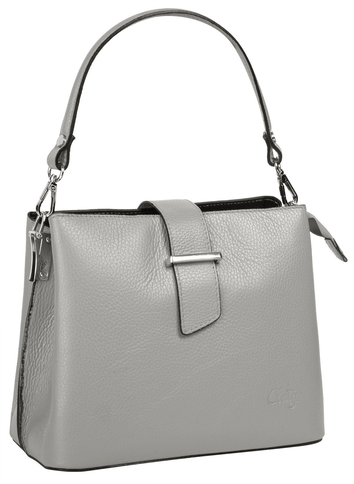 Cluty Henkeltasche, echt Leder, Made in Italy