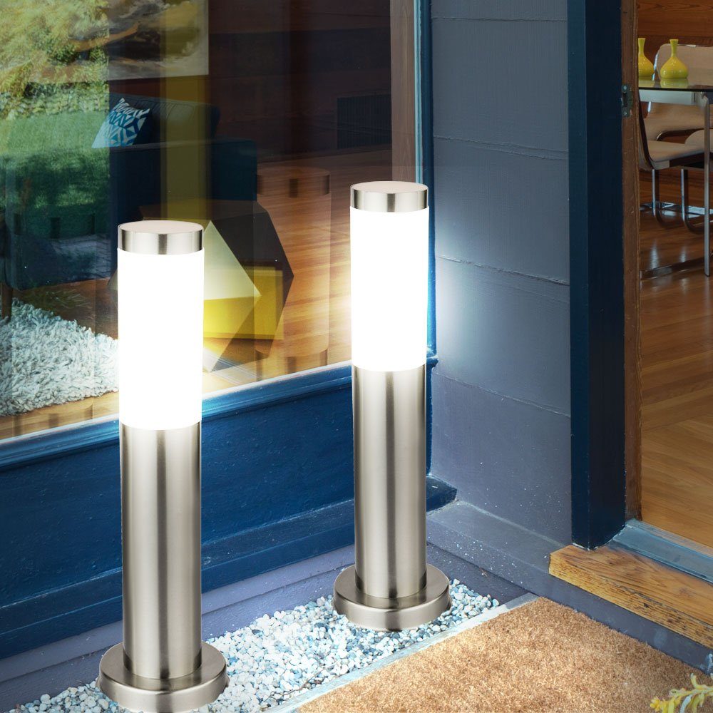Edelstahl 3er Strahler LED Leuchtmittel LED etc-shop Außenbereich Garten inklusive, Außen-Stehlampe, Steh Set Lampen Warmweiß,
