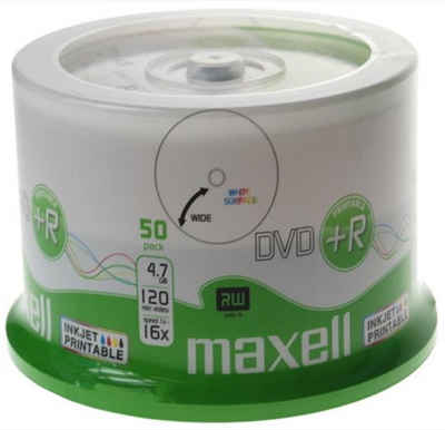 Maxell DVD-Rohling 50 Maxell Rohlinge DVD+R full printable 4,7GB 16x Spindel