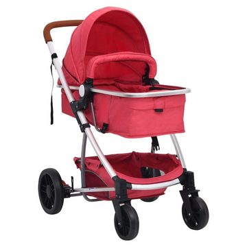 vidaXL Kinder-Buggy 3-in-1-Kinderwagen Rot Aluminium