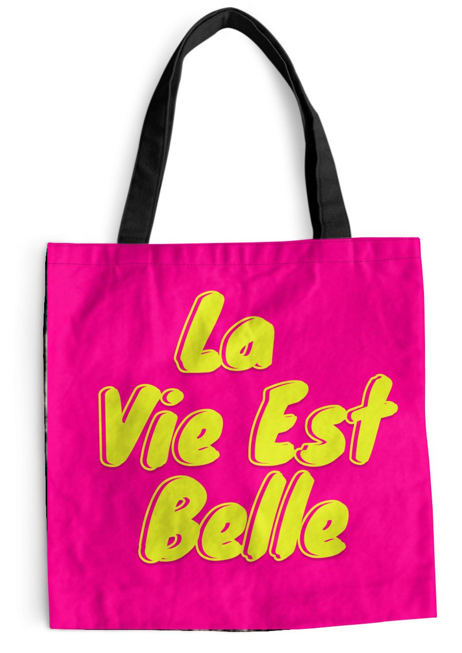 MuchoWow Shopper Zitat - Retro - Rosa, Handtasche, Damen und Herren, Schultertasche, Umhängetasche, Tote Bag