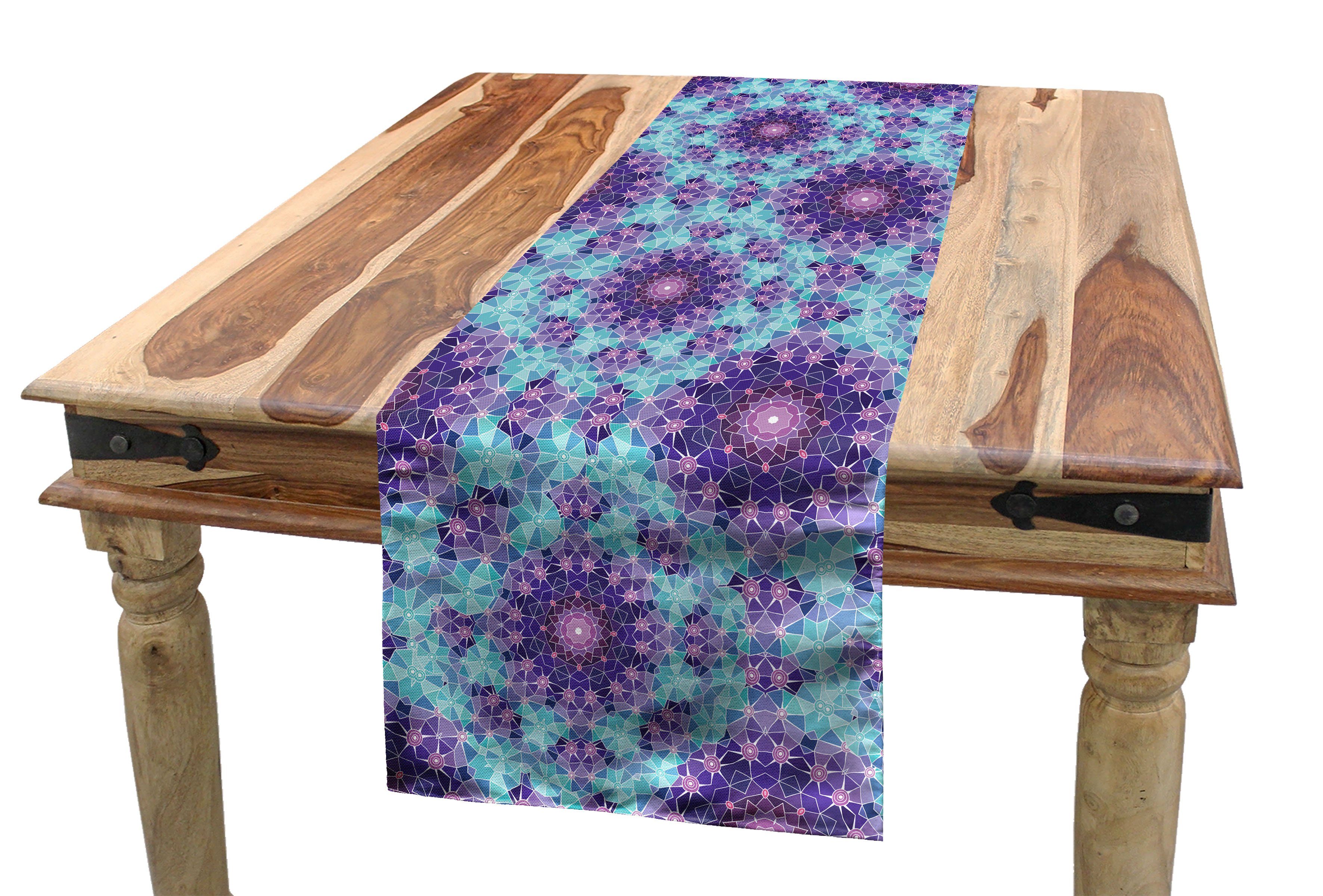 Abakuhaus Tischläufer Esszimmer Küche Rechteckiger Dekorativer Tischläufer, lila Mandala Mosaic Fractal