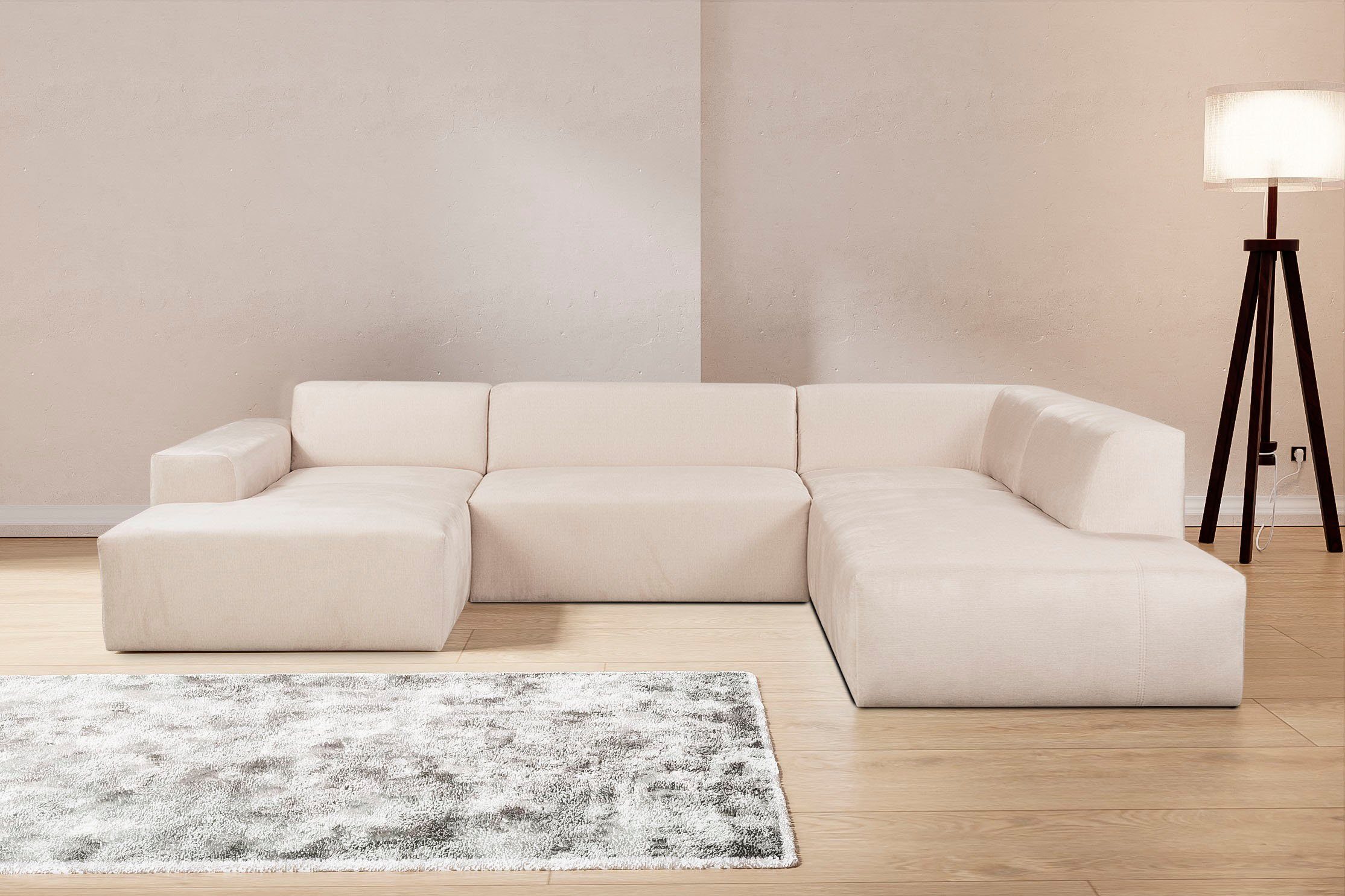 WERK2 Wohnlandschaft Zeus-U, viel Platz, Breite 330 cm, modern und zeitlos, Curvy Trend mit urbaner Optik auch in weichem Cord, U-Form