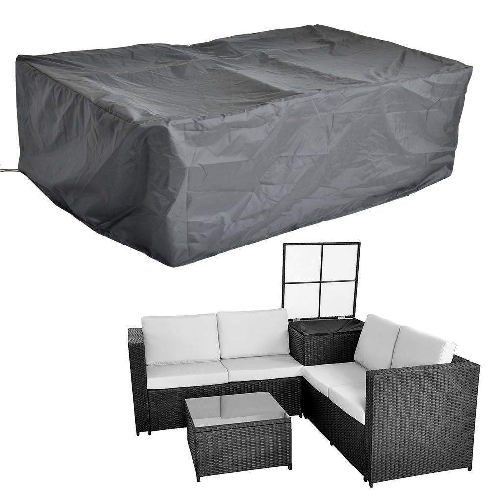 Feel2Home Gartenmöbel-Schutzhülle Schutzhülle 185x185x70 Schwarz Gartenmöbel Rattan Abdeckung Plane (Stück, 1-St., Schutzhülle mit Kordelverschluss), abwaschbar