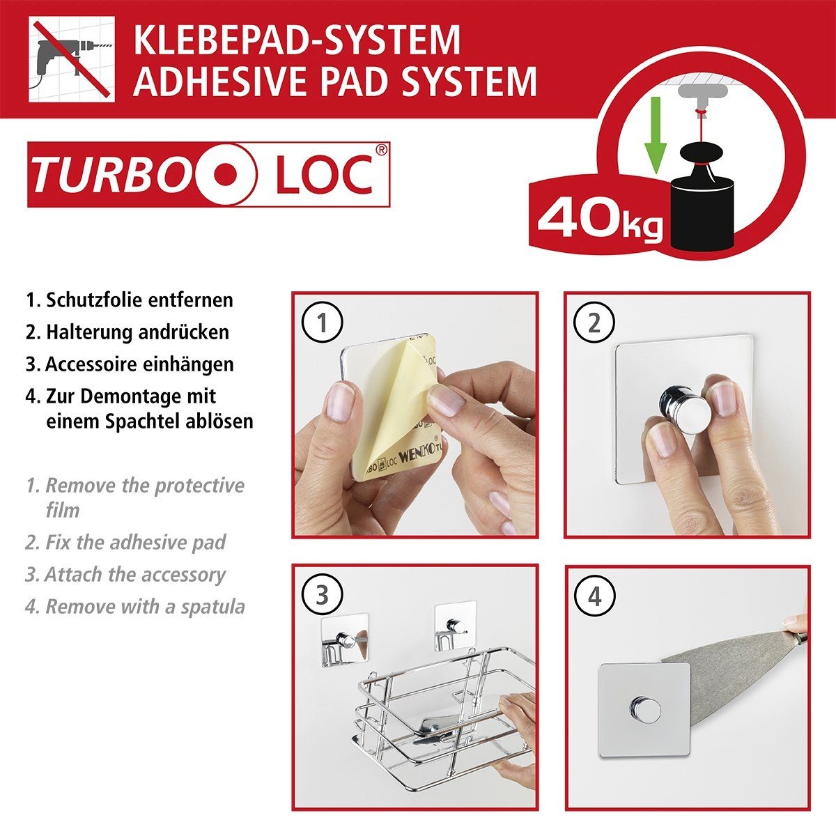 (1-tlg), Bohren WC-Garnitur Turbo-Loc WENKO Quadro, ohne