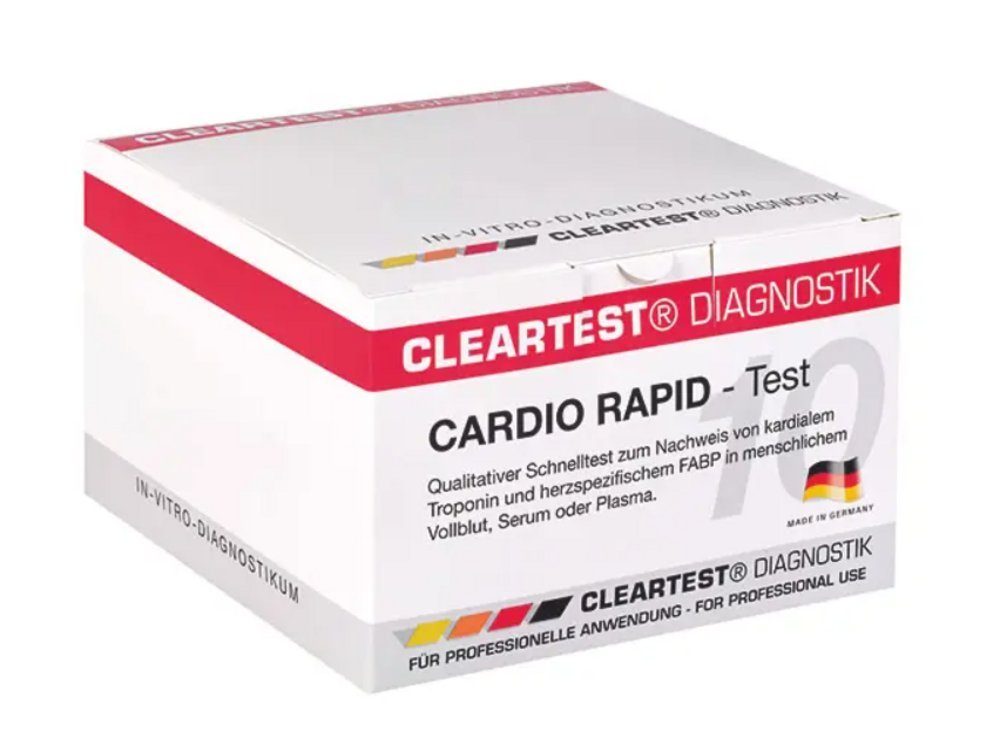 CLEARTEST Troponin-Schnelltest Cardio Myoglobin/CK-MB/Trop I Schnelltest, Spar-Set, 10-tlg., Schnelle Auswertung nach 10 Minuten, Herzmarker-Analyse, Sofortdiagnose bei Verdacht auf Herzinfarkt