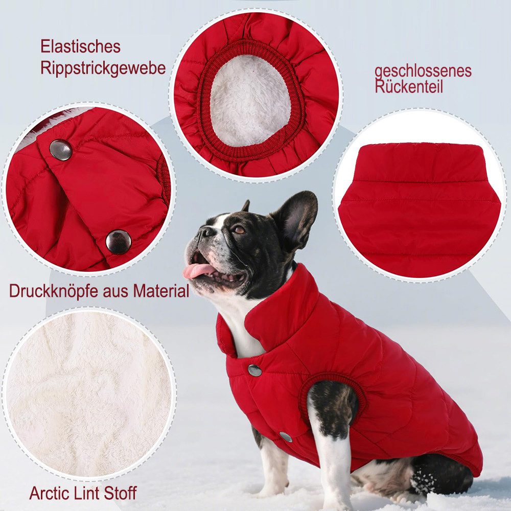 Ledander Hundemantel Fleece Hundejacke für Winter kaltes Wetter, Hundejacke Winterweste, Für Hunde in verschiedenen Größen,Wintermantel Mantel Hund