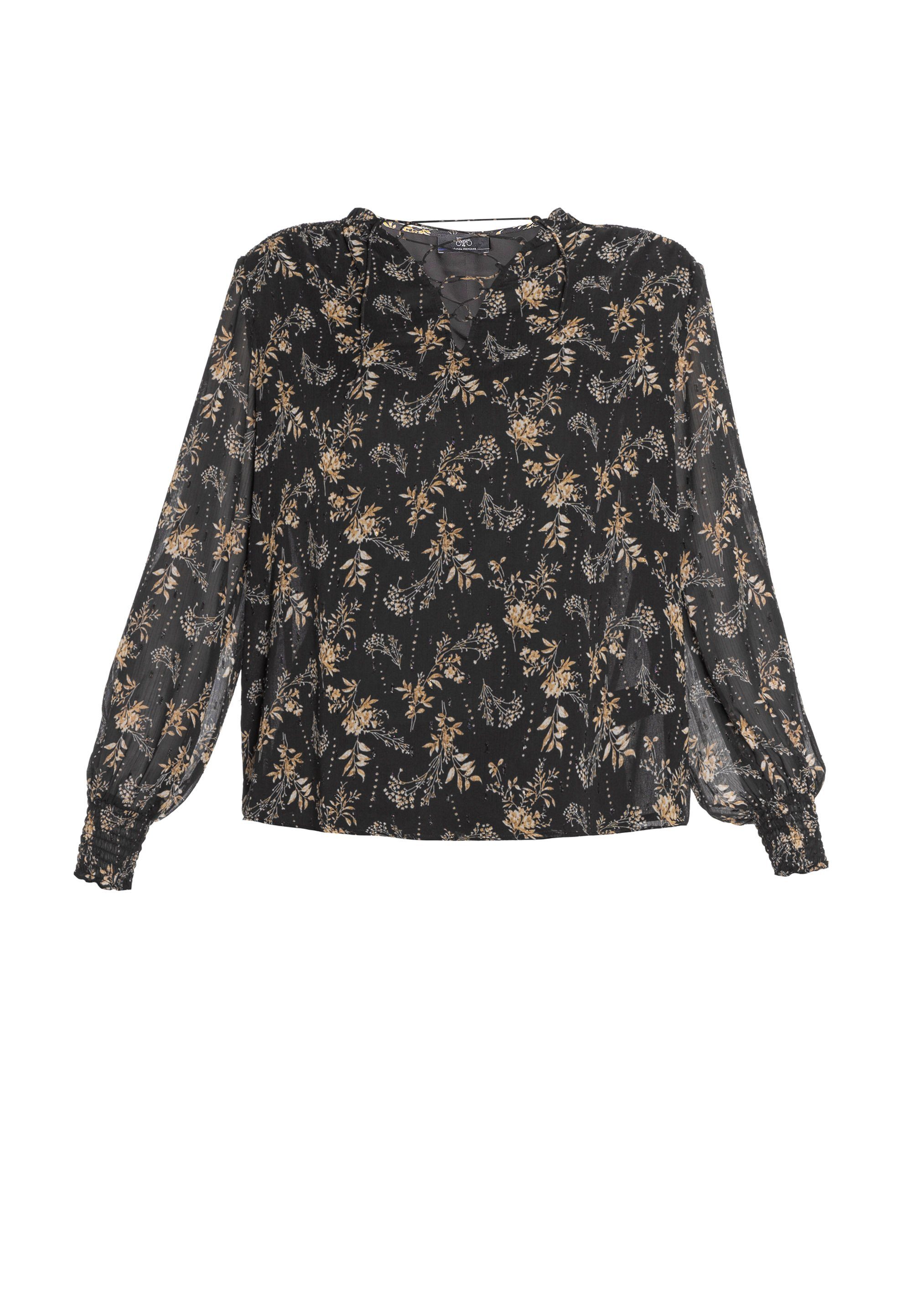 Des Temps Bluse mit Le floralem Cerises IOSHI Allover-Print Klassische